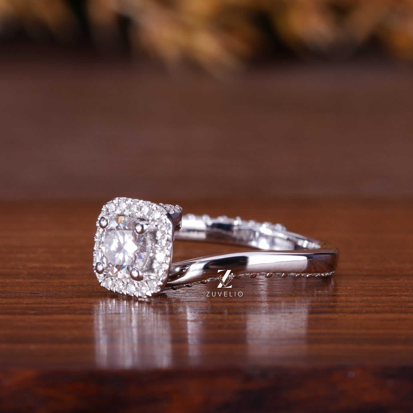 Twisted Halo Moissanite Ring