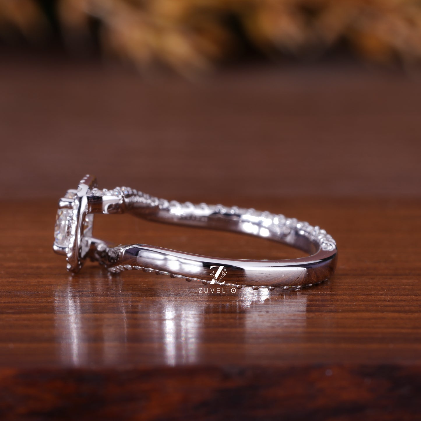 Twisted Halo Moissanite Ring