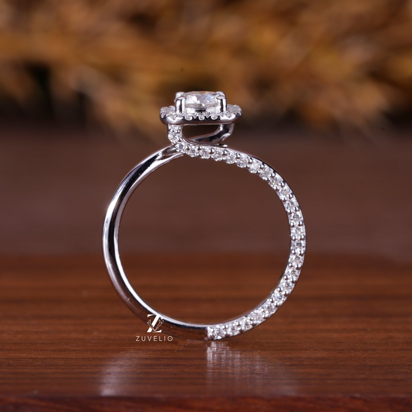 Twisted Halo Moissanite Ring