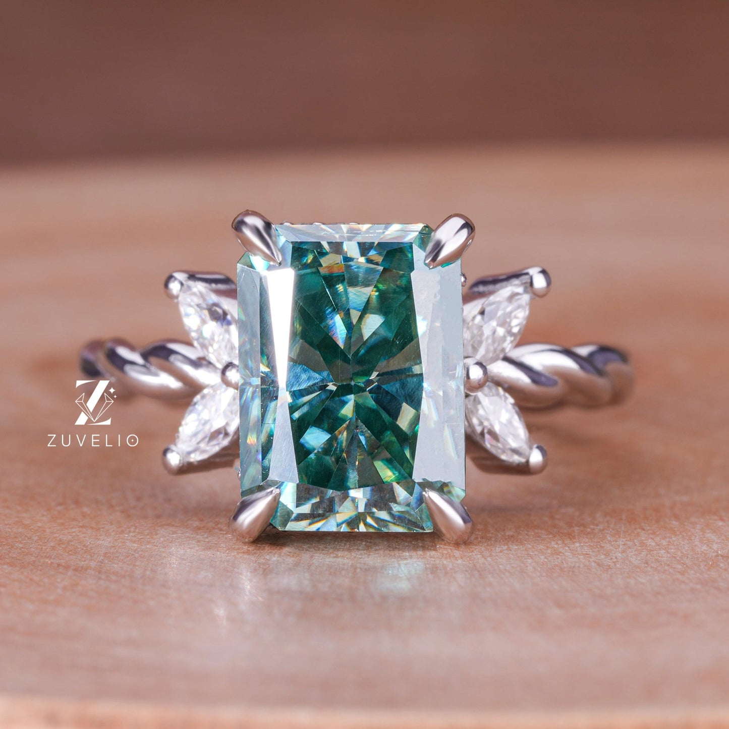 Rope Shank Radiant Moissanite Ring