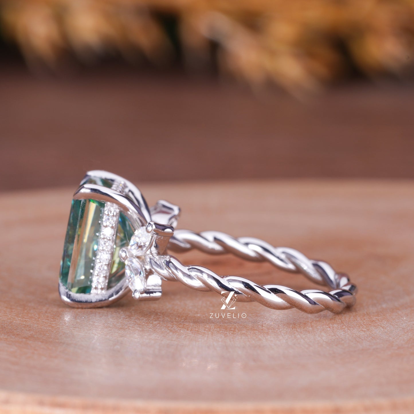 Rope Shank Radiant Moissanite Ring