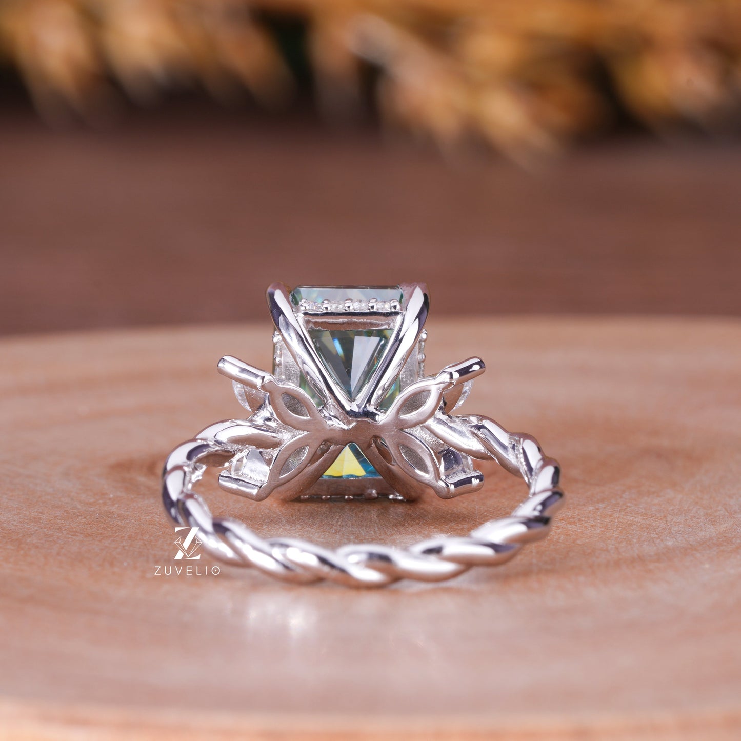 Rope Shank Radiant Moissanite Ring