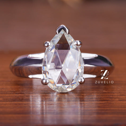 Pear Rose Moissanite Ring
