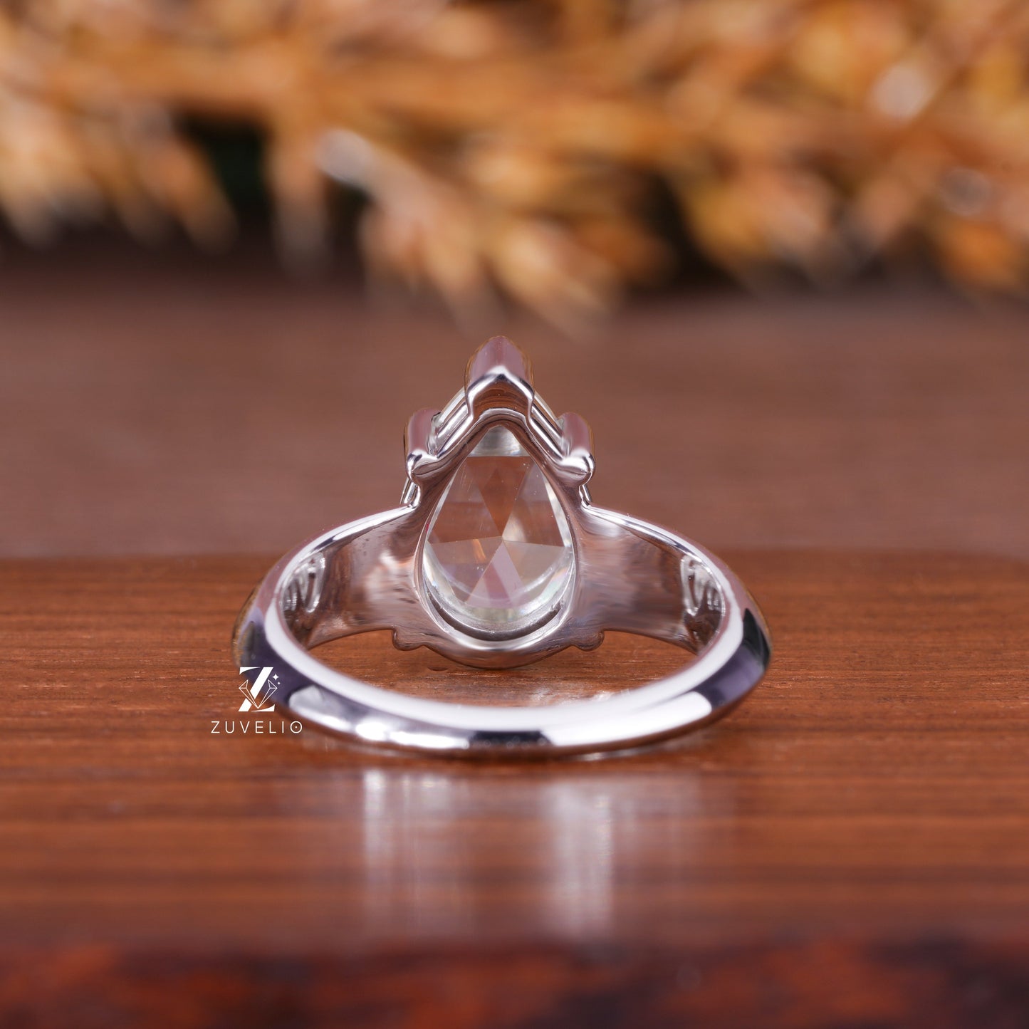 Pear Rose Moissanite Ring