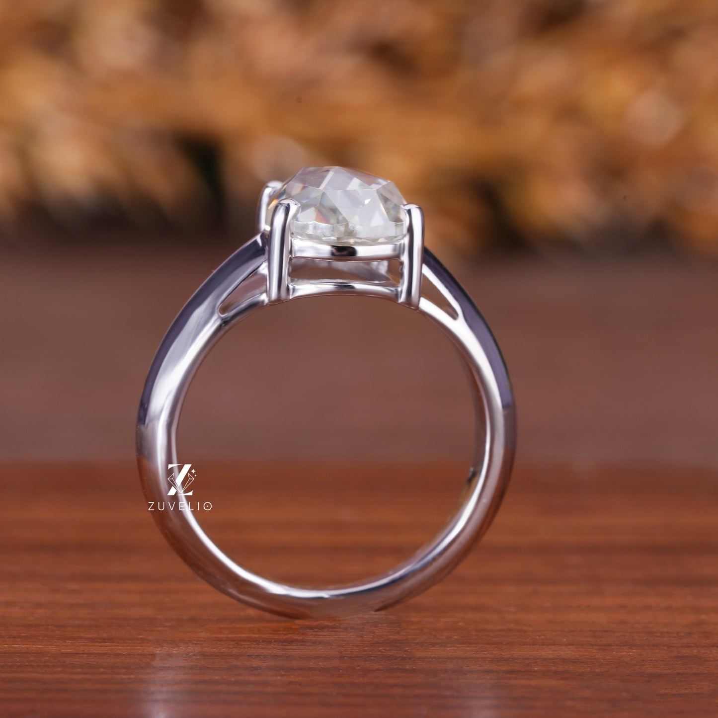 Pear Rose Moissanite Ring