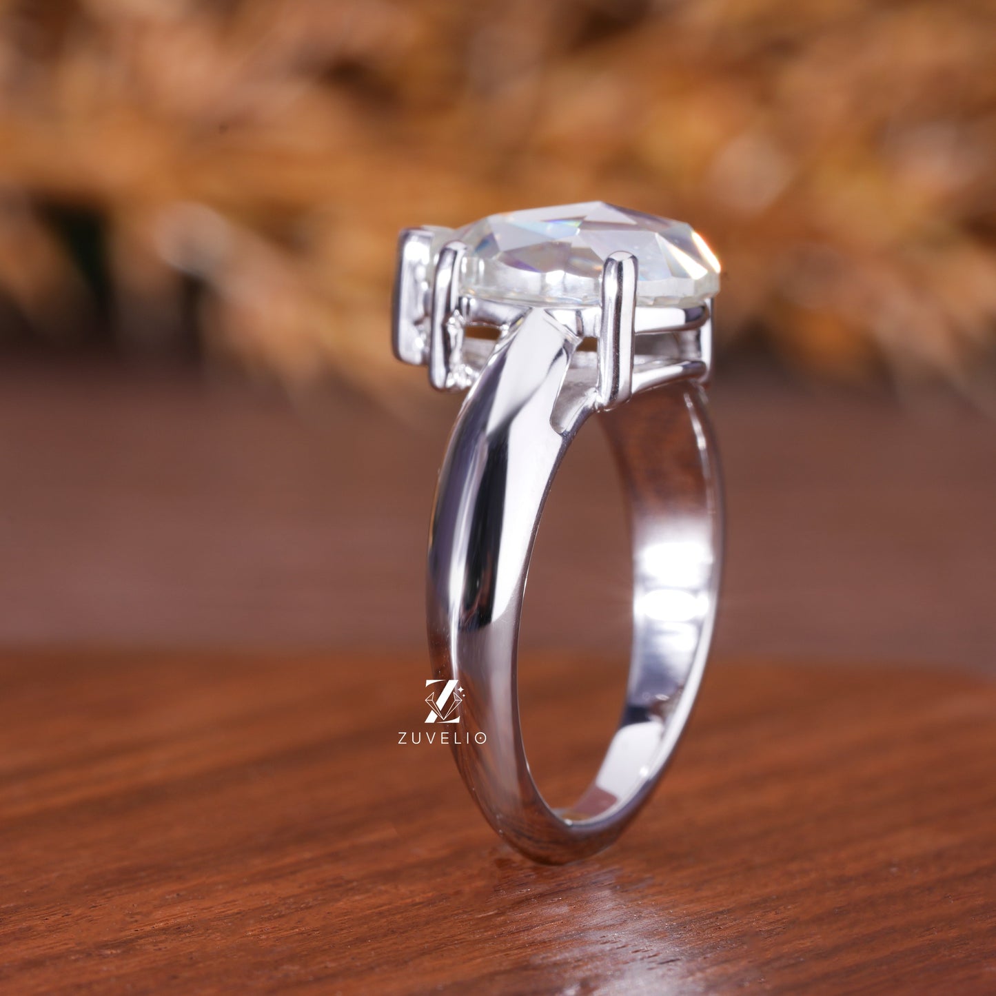 Pear Rose Moissanite Ring
