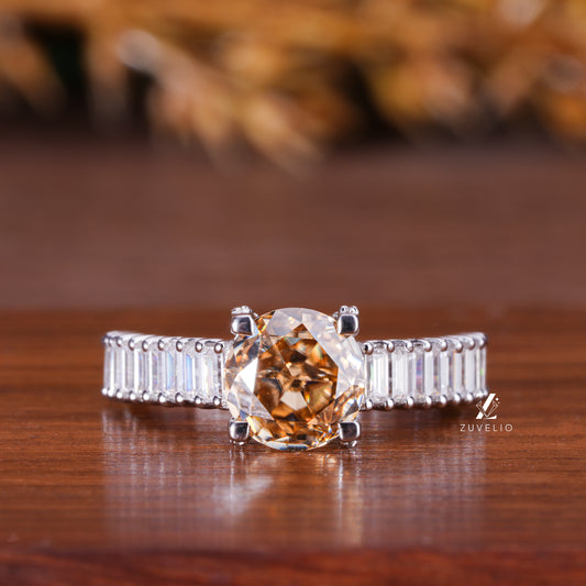 Round Champagne Moissanite Ring