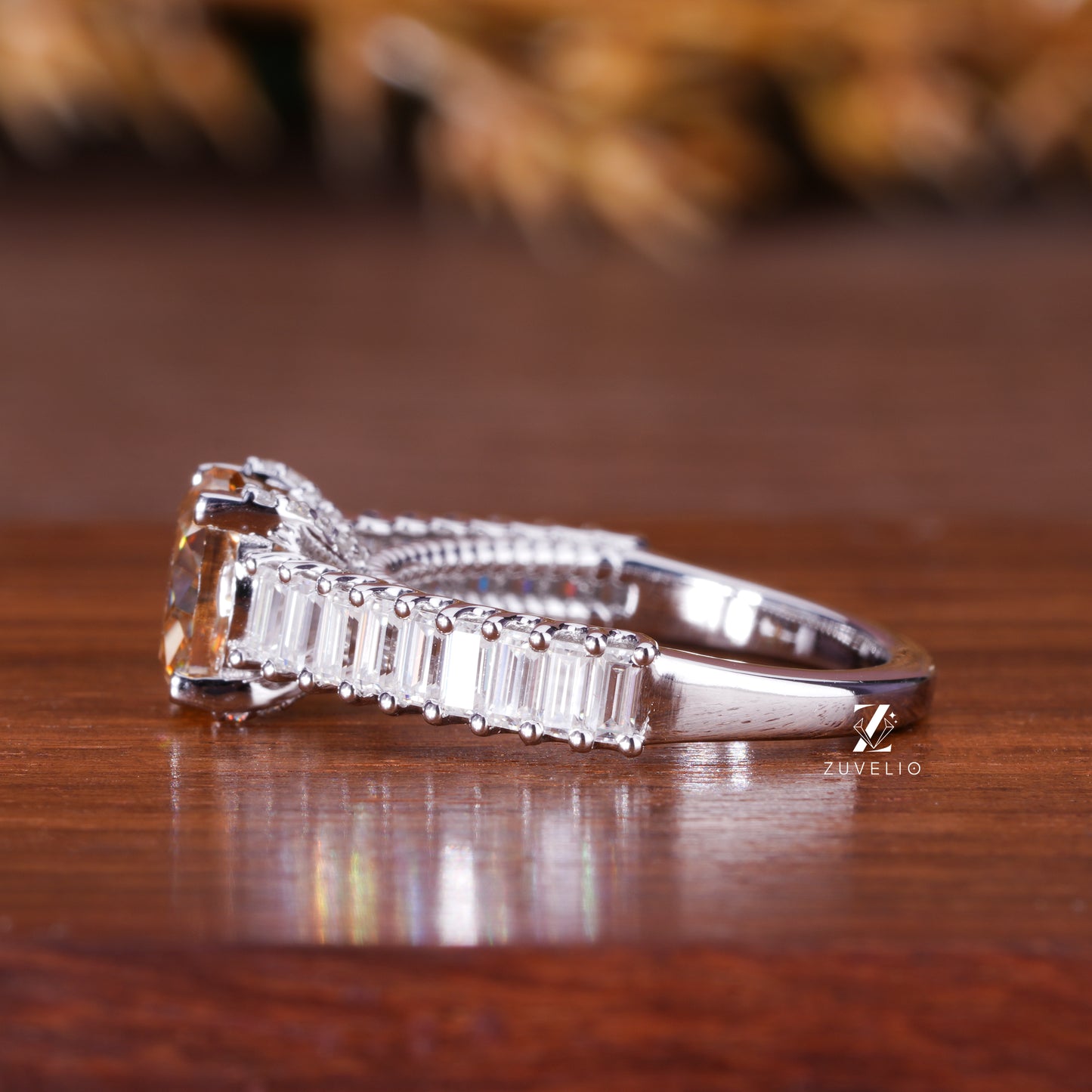 Round Champagne Moissanite Ring