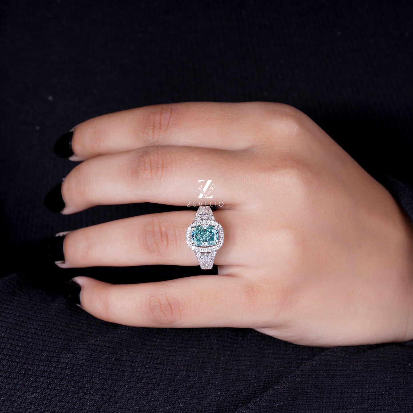 Cushion Cut Moissanite Ring