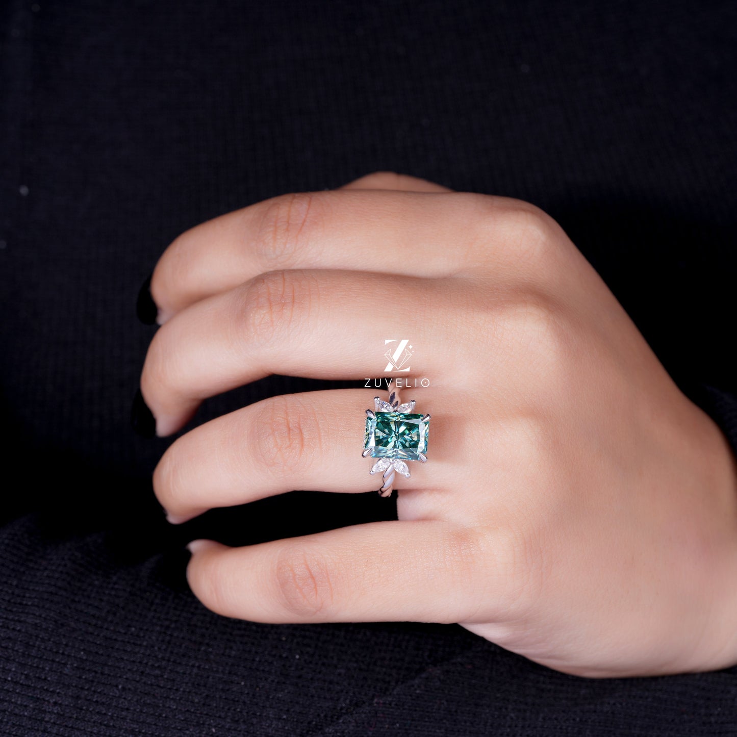 Rope Shank Radiant Moissanite Ring
