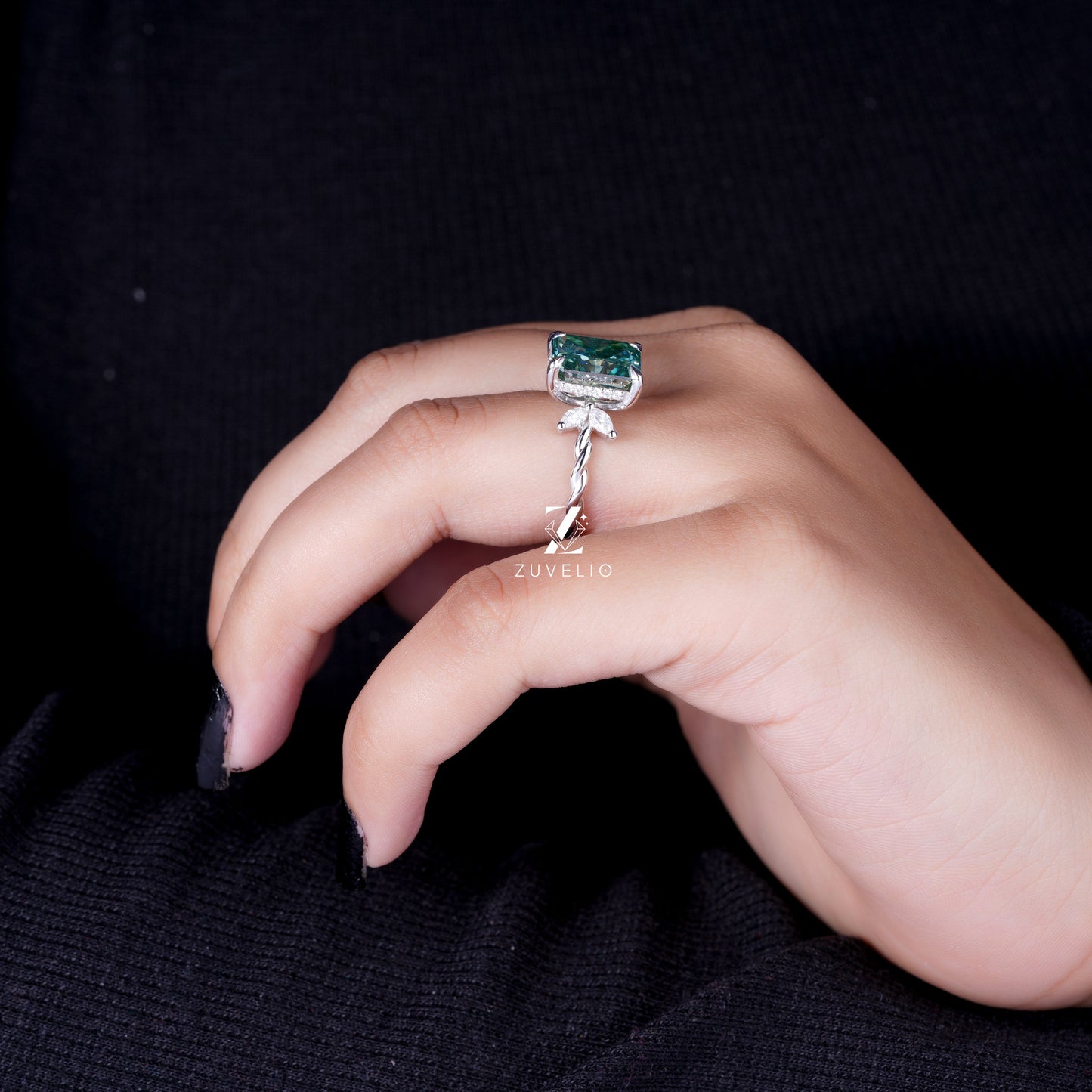 Rope Shank Radiant Moissanite Ring