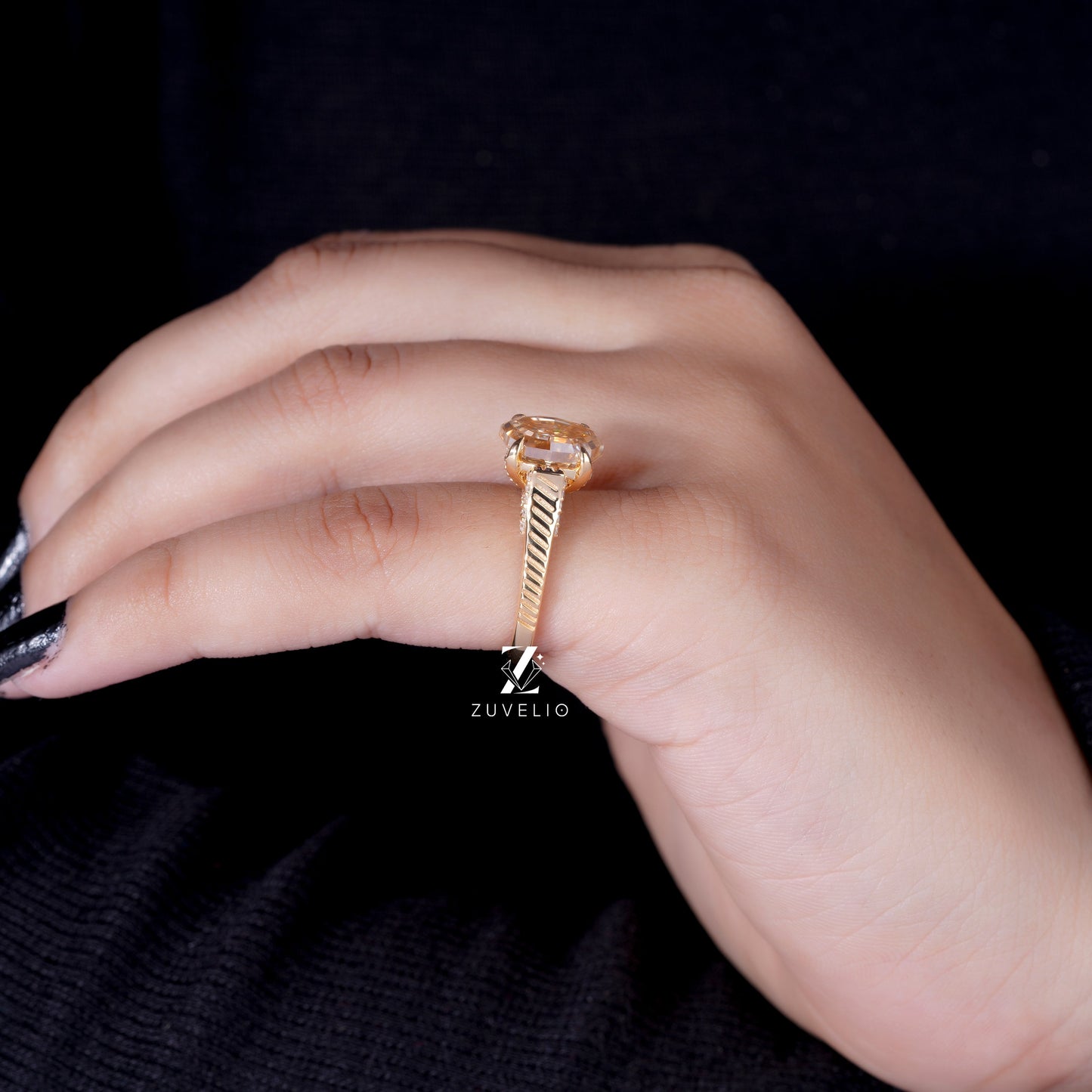 Step Cut Moissanite Ring