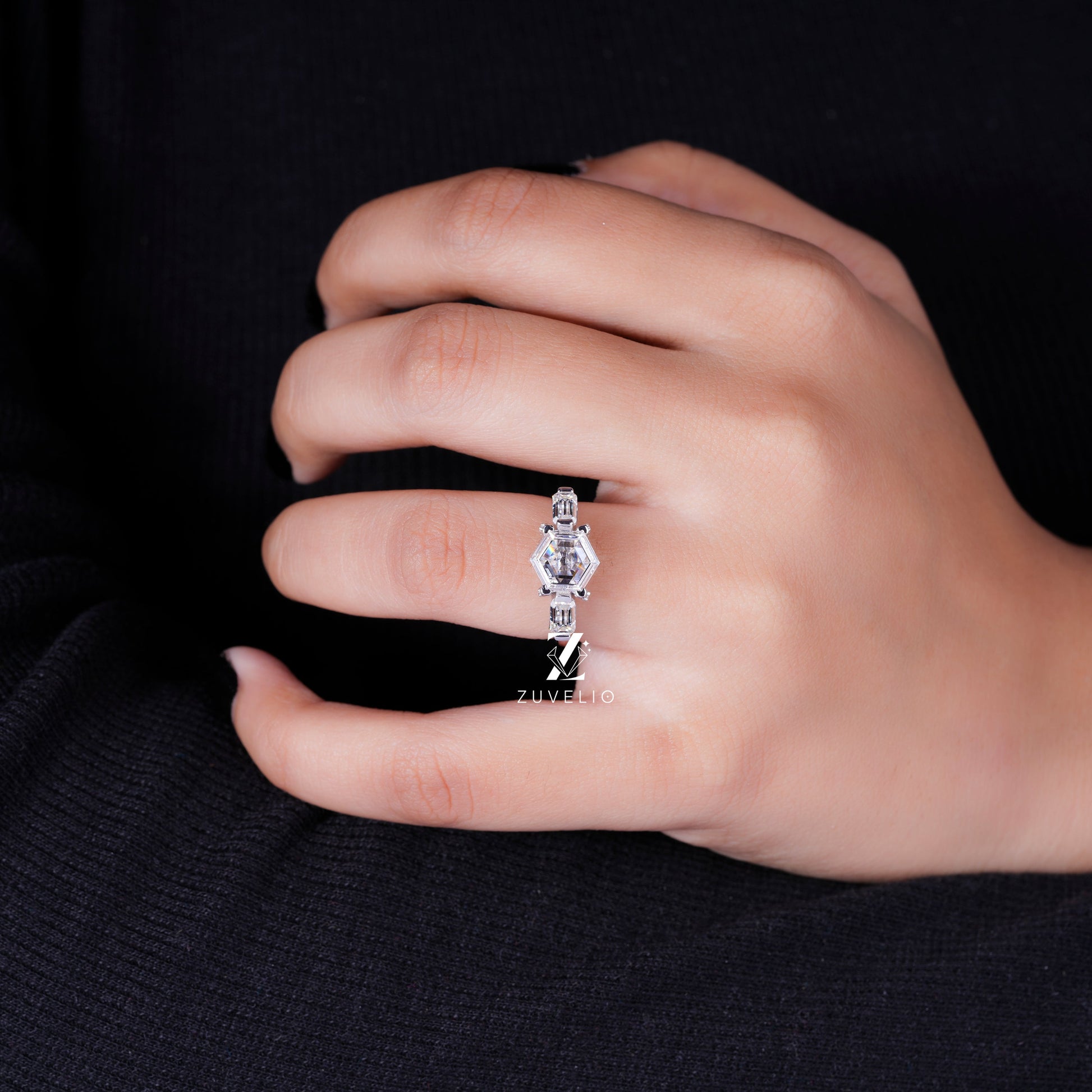 1.78 CTW Hexagon Cut Diamond Ring