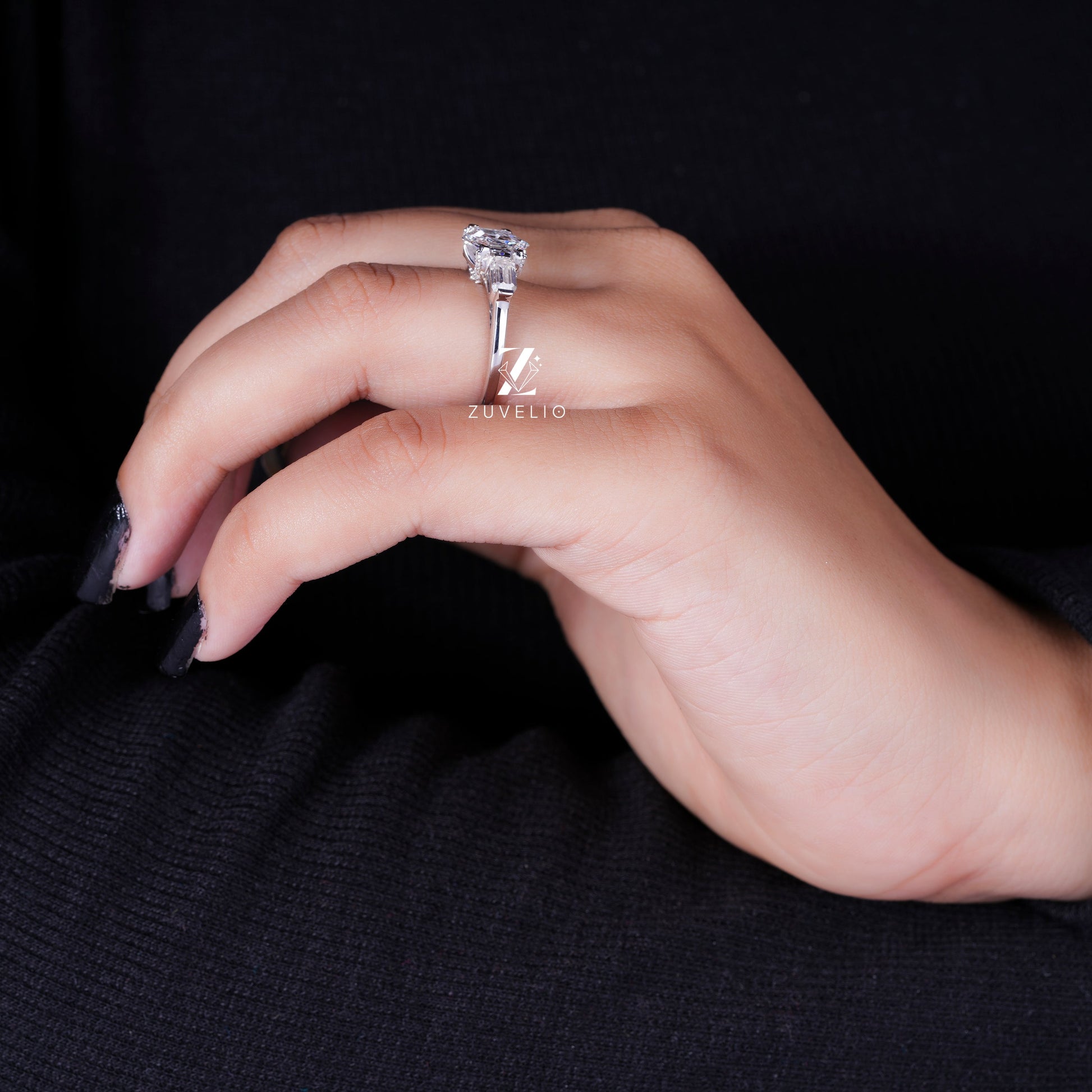 Classic Hexagon Cut Diamond Ring