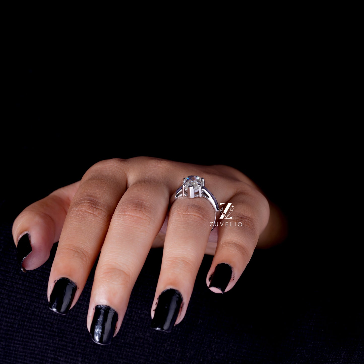 Pear Rose Moissanite Ring