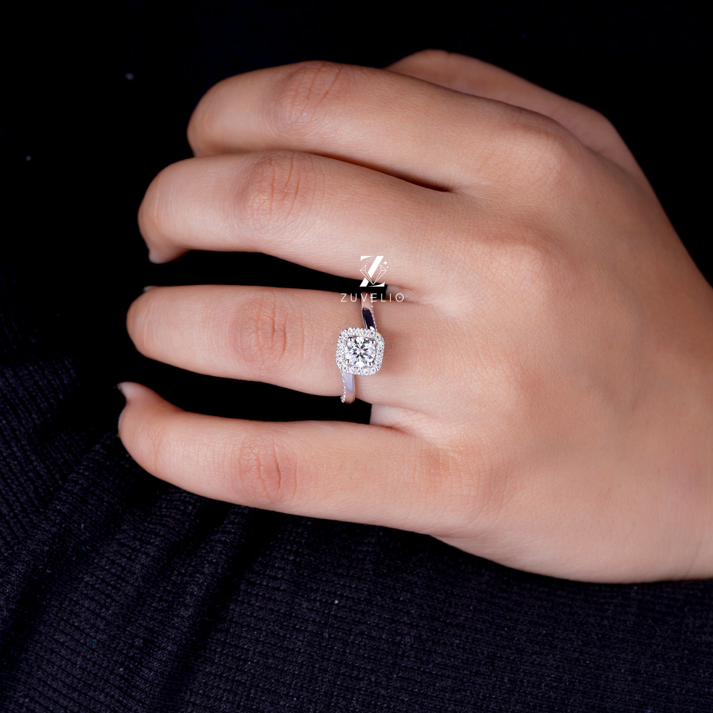 Twisted Halo Moissanite Ring