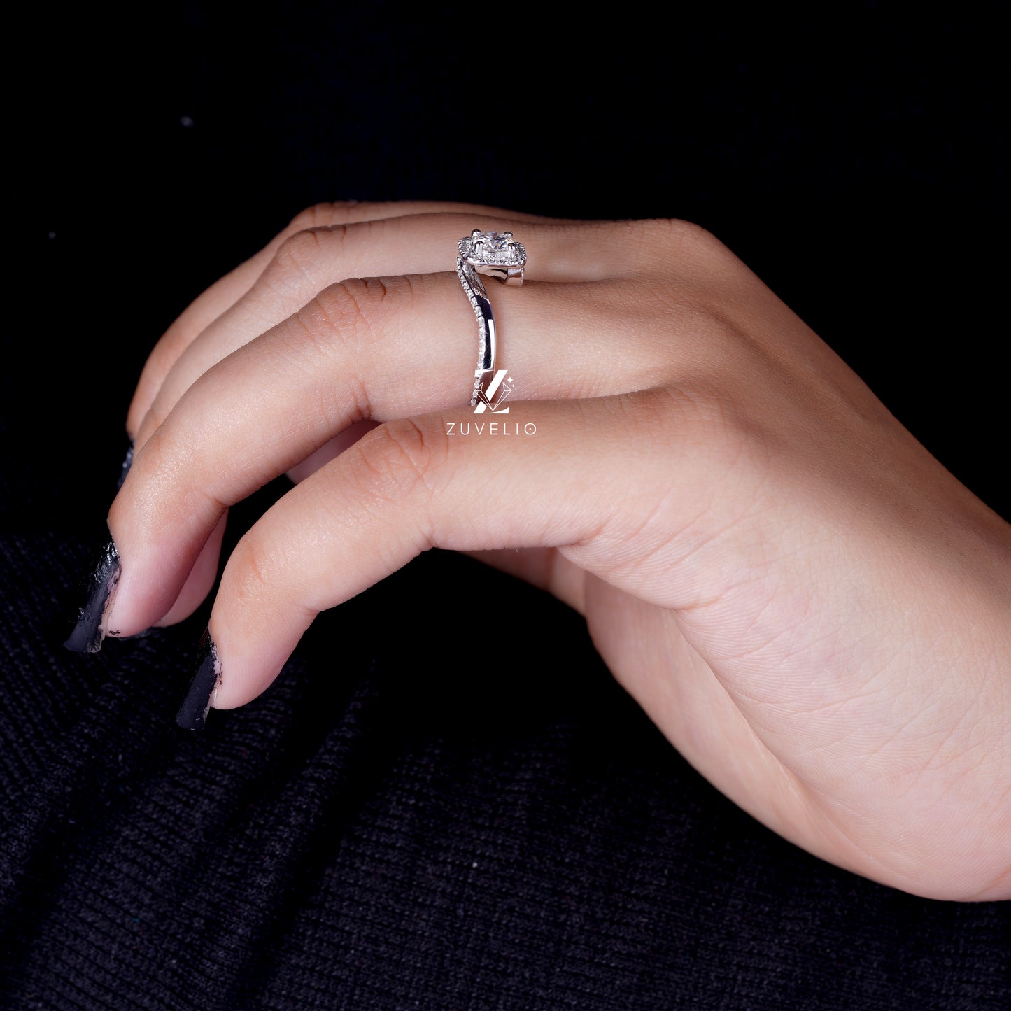 Twisted Halo Moissanite Ring