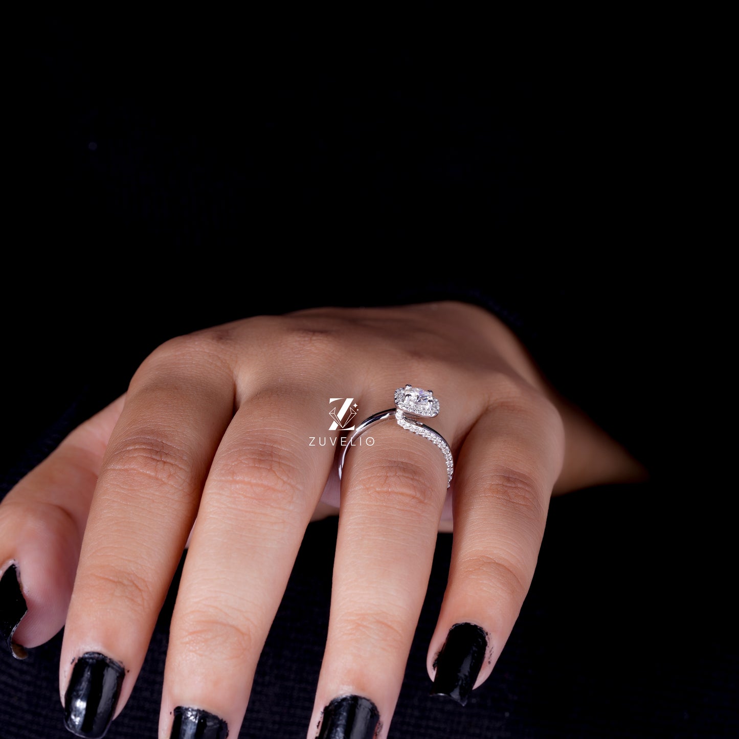 Twisted Halo Moissanite Ring