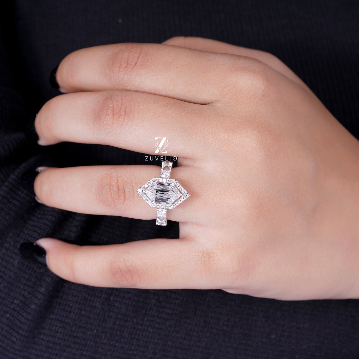 Hexagon Criss Cut Ring