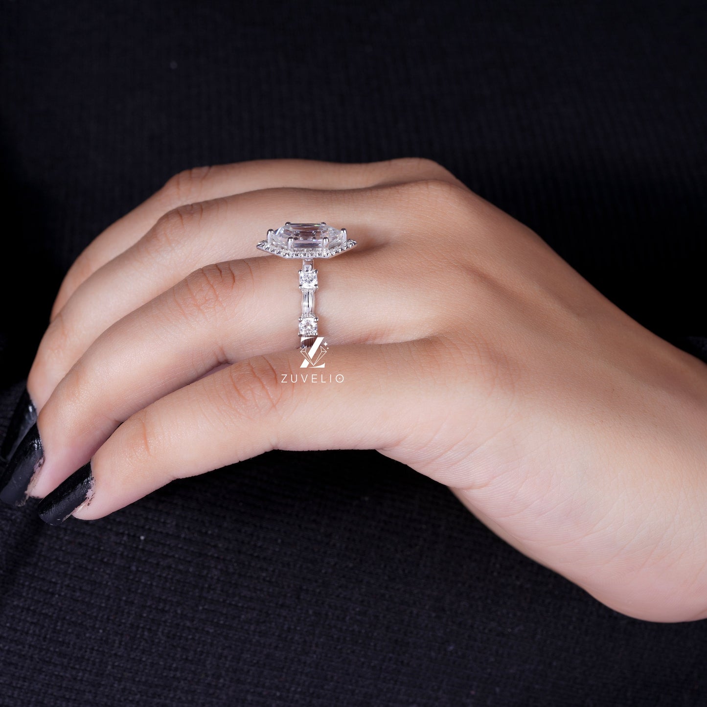 Hexagon Criss Cut Ring