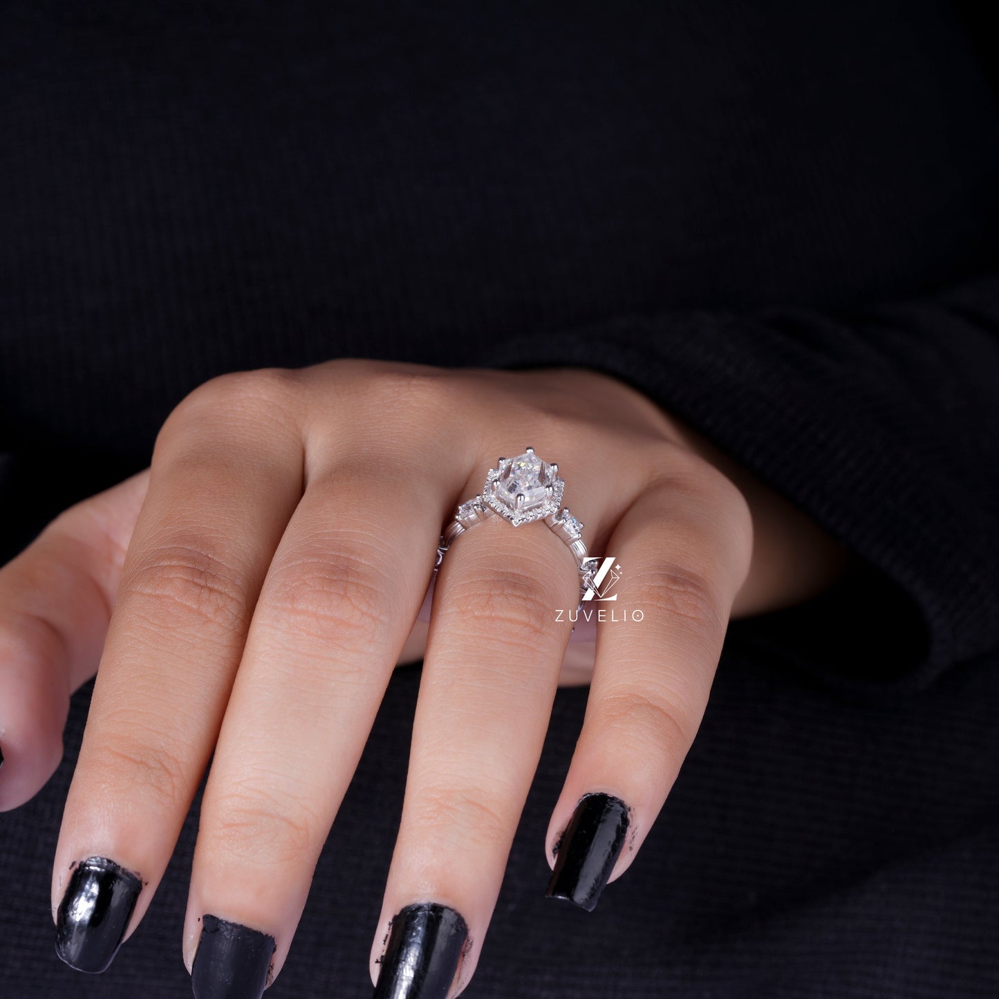 Hexagon Criss Cut Ring