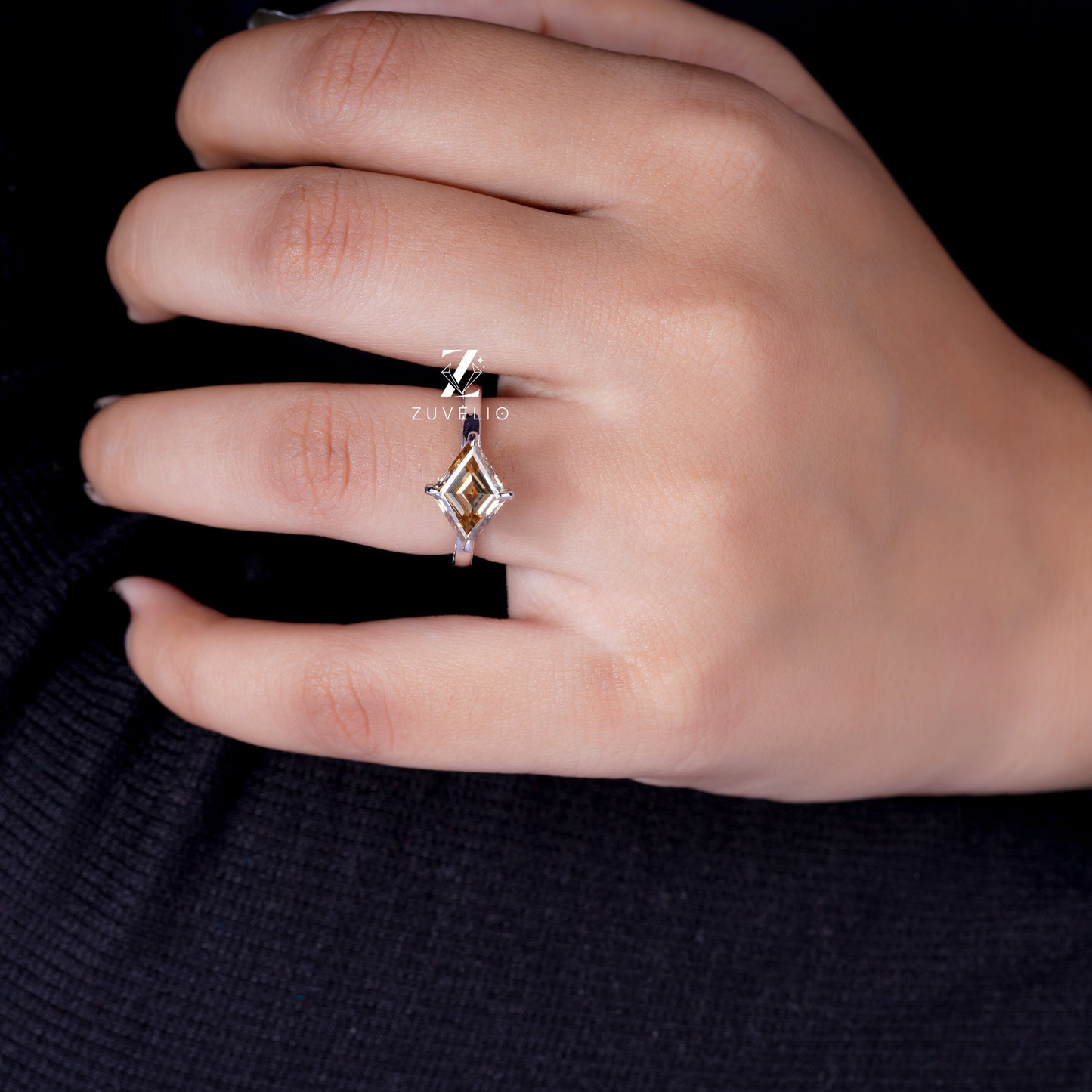 Lozenge Moissanite Engagement Ring