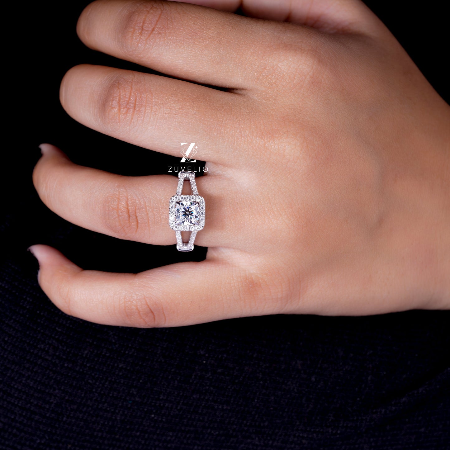 Cushion Cut Moissanite Ring