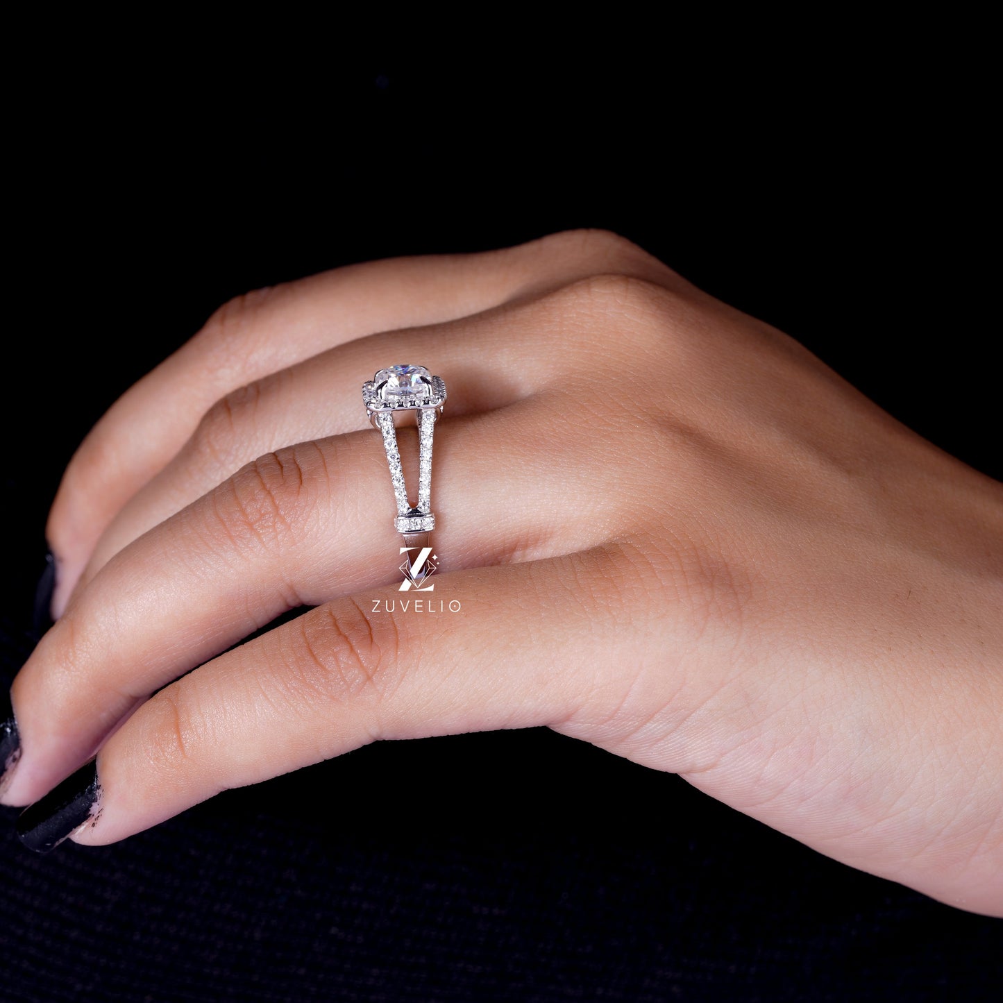 Cushion Cut Moissanite Ring