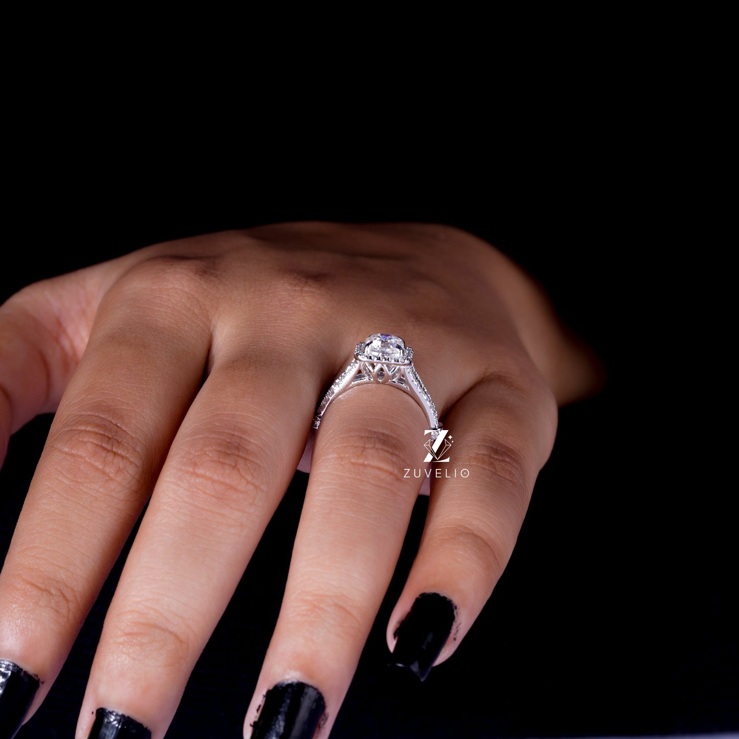 Cushion Cut Moissanite Ring