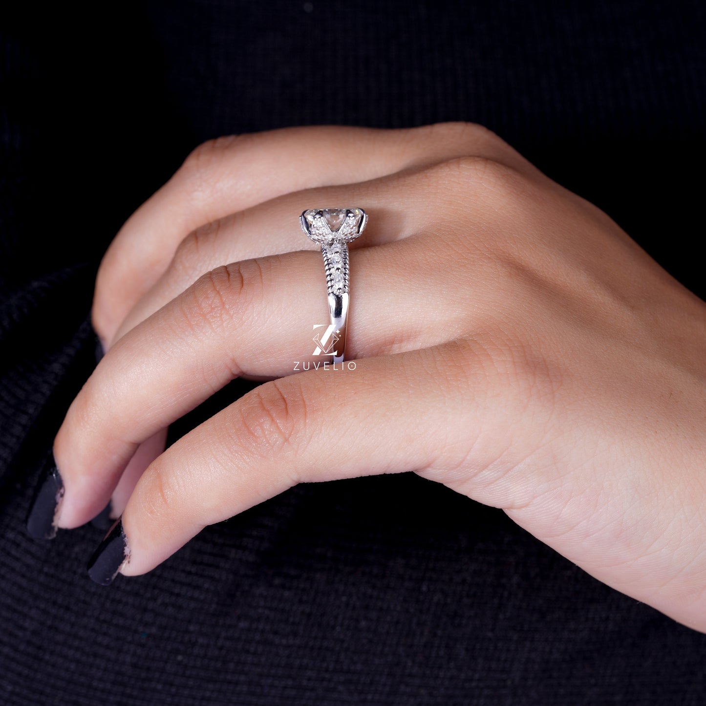 Portuguese Cut Moissanite Ring