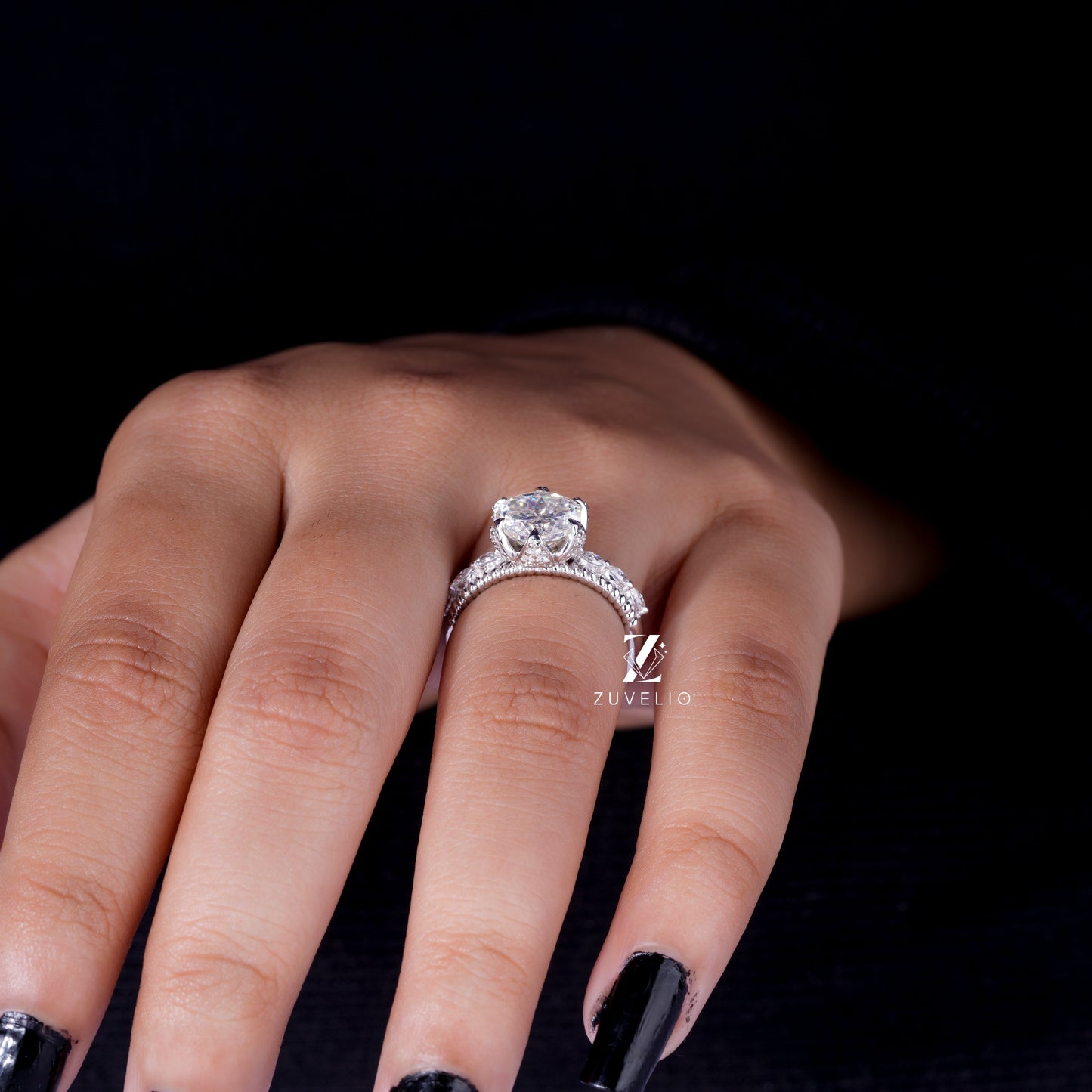 Portuguese Cut Moissanite Ring