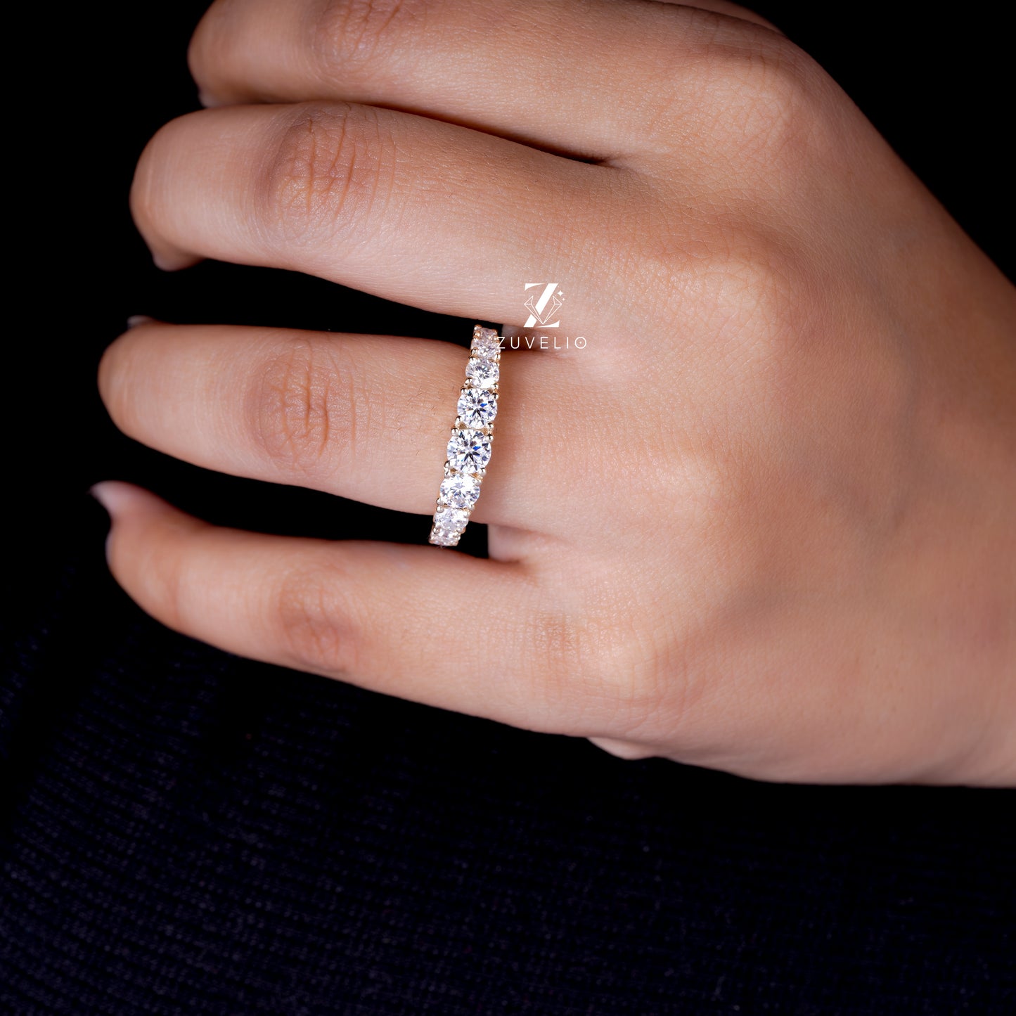 Moissanite Half Eternity Band