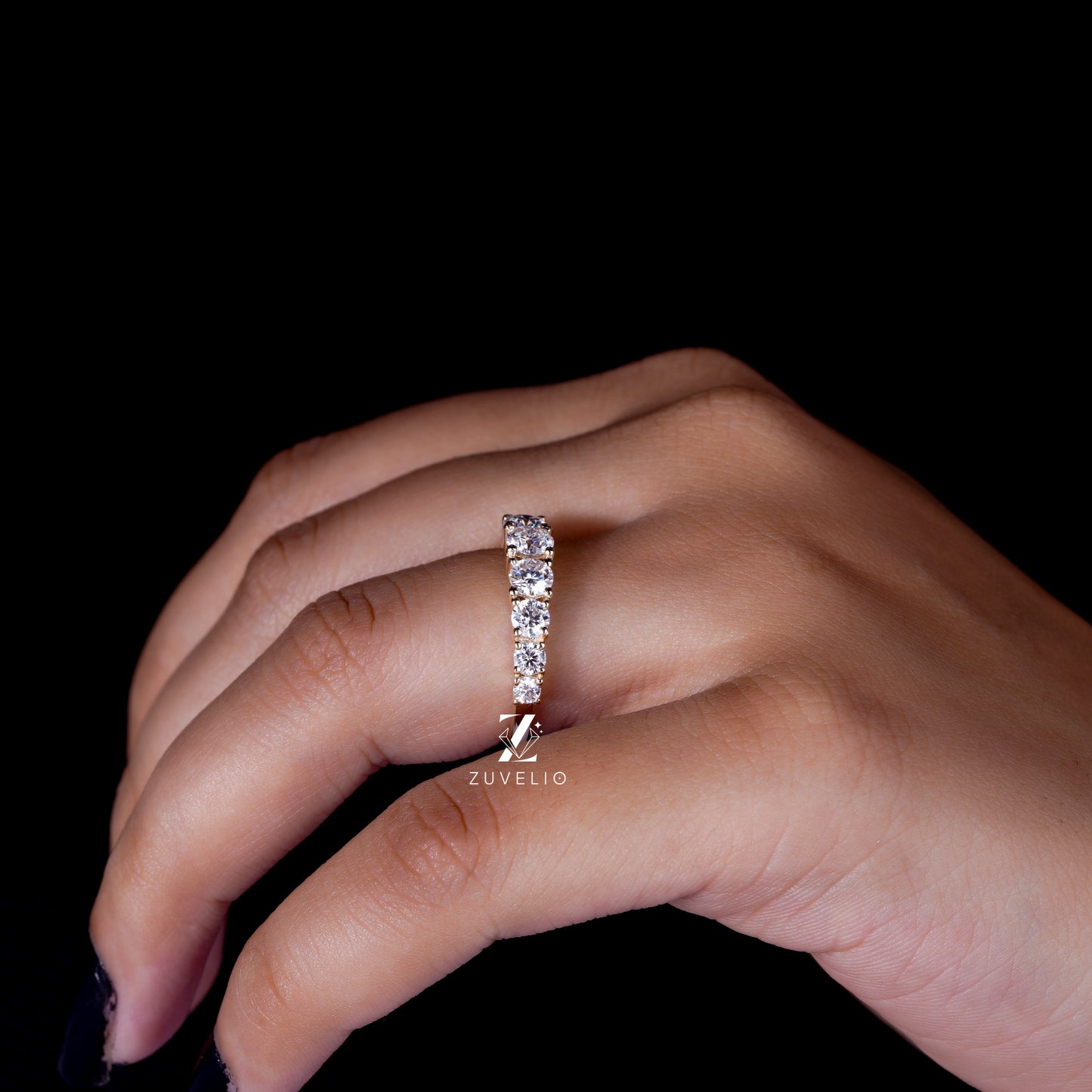 Moissanite Half Eternity Band