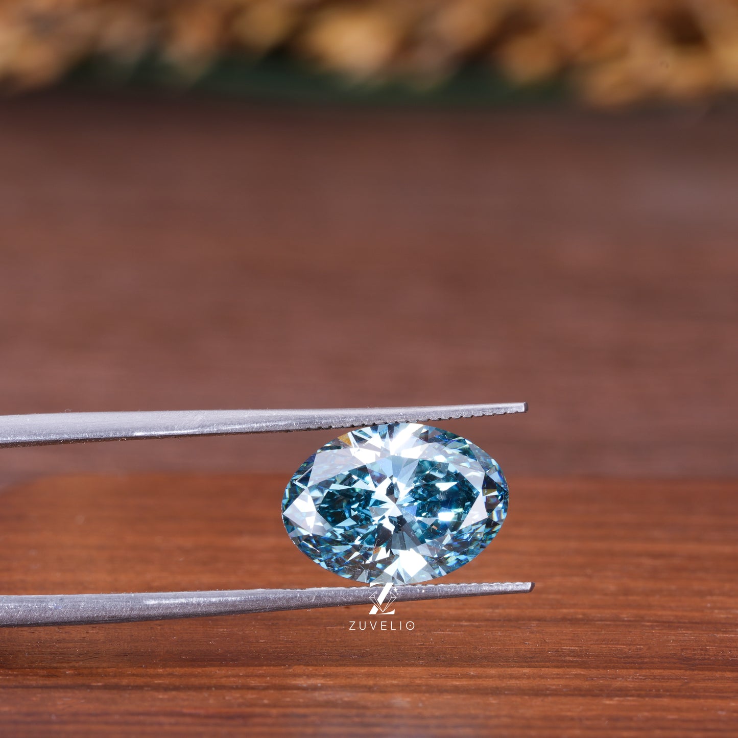 Vivid Blue Oval Diamond