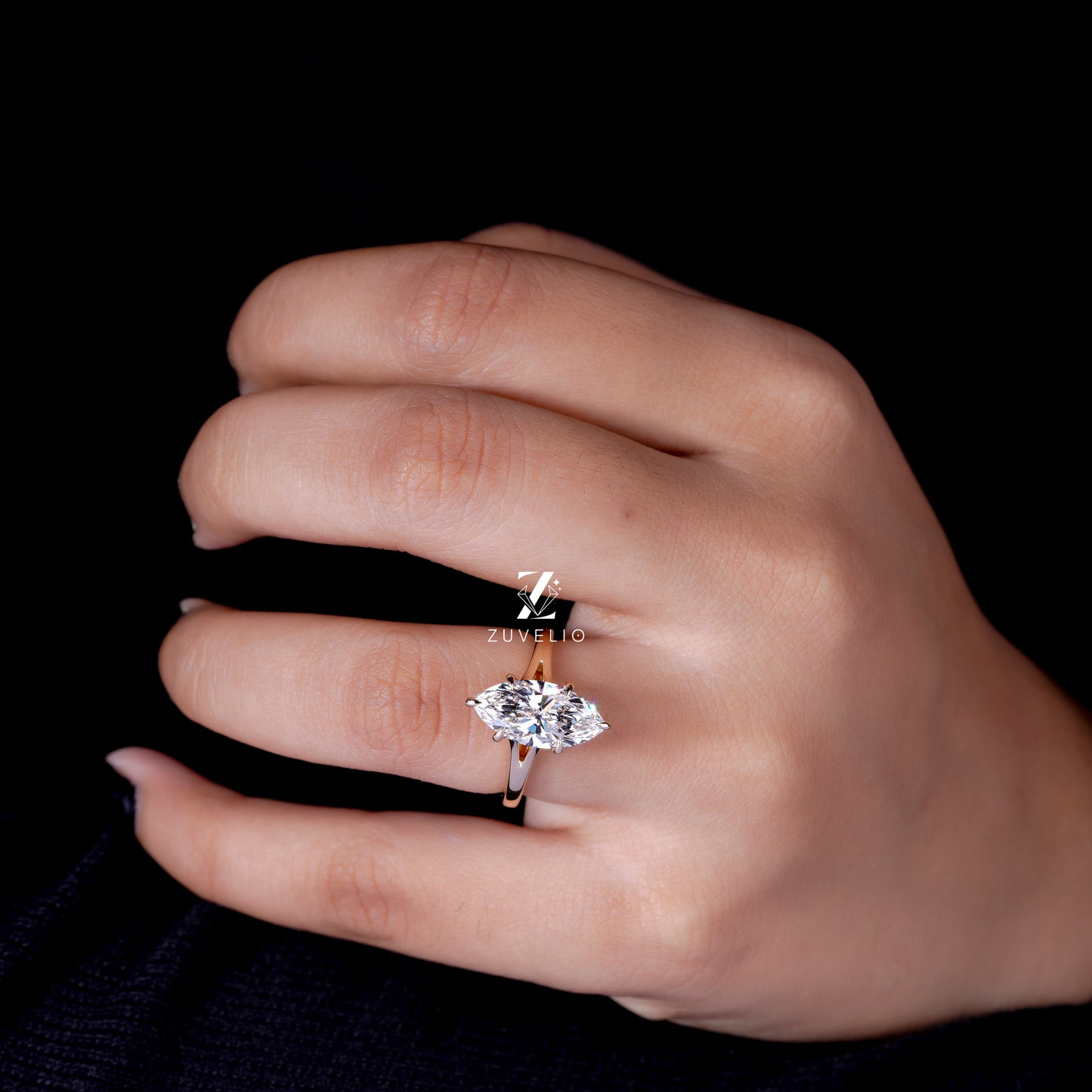 Marquise Cut Lab Grown Diamond Engagement Ring