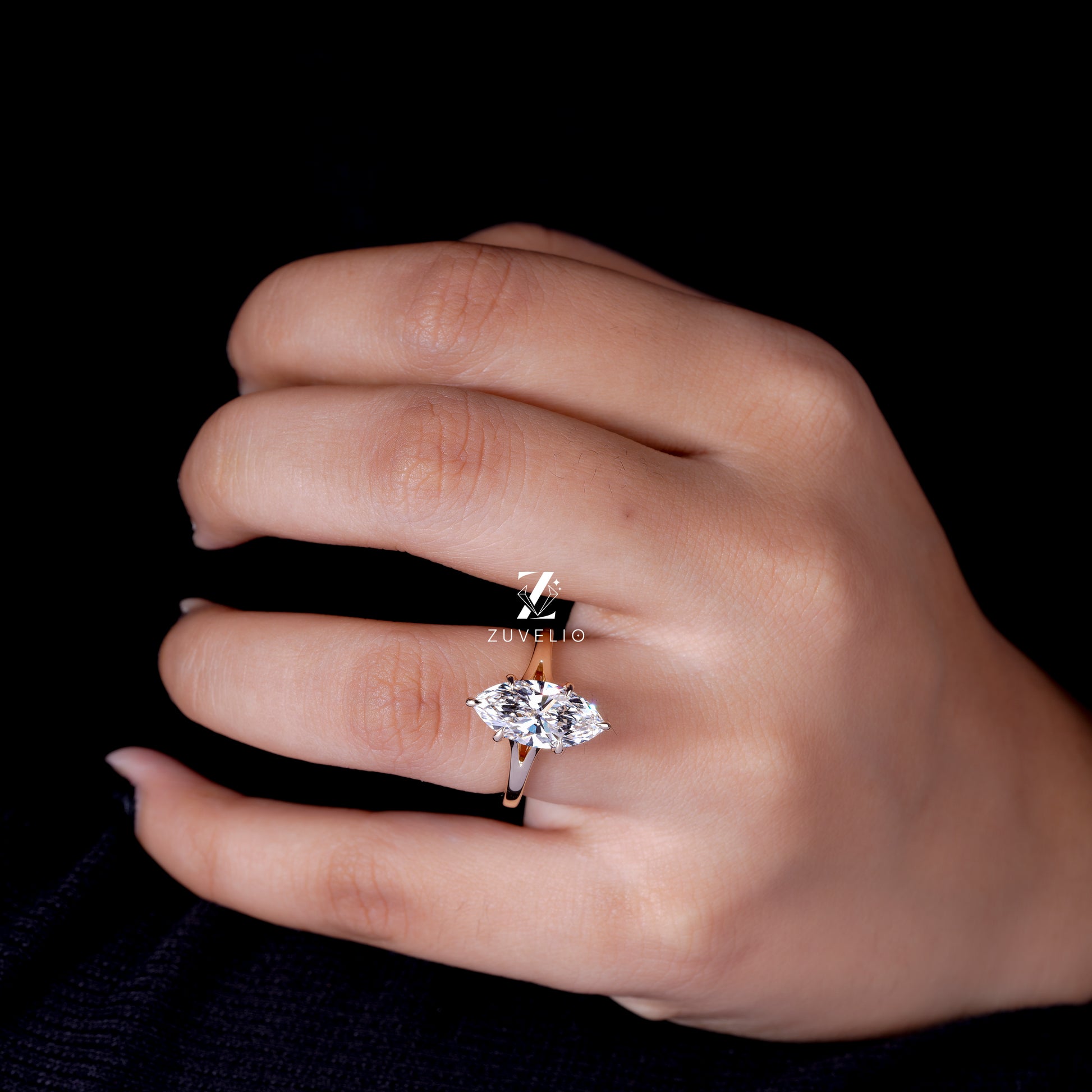 Marquise Cut Lab Grown Diamond Engagement Ring