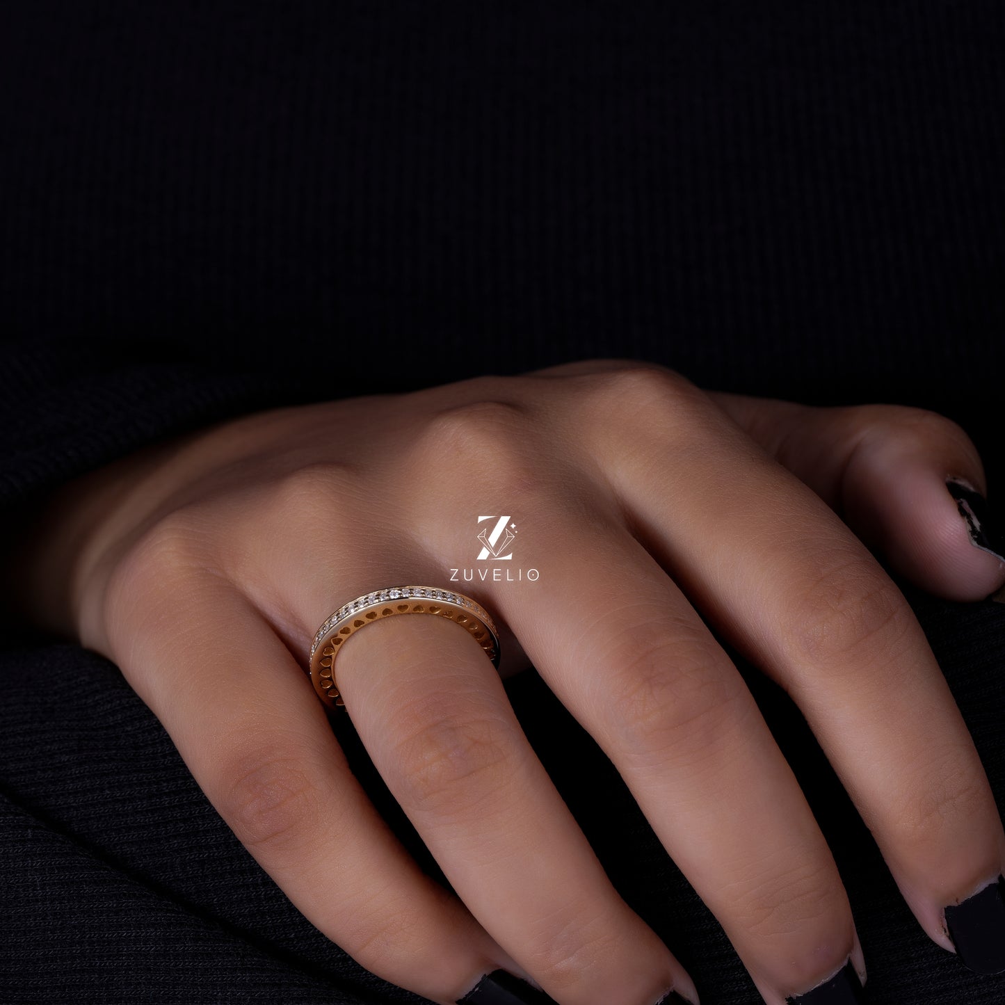 Heart Engraved Eternity Band