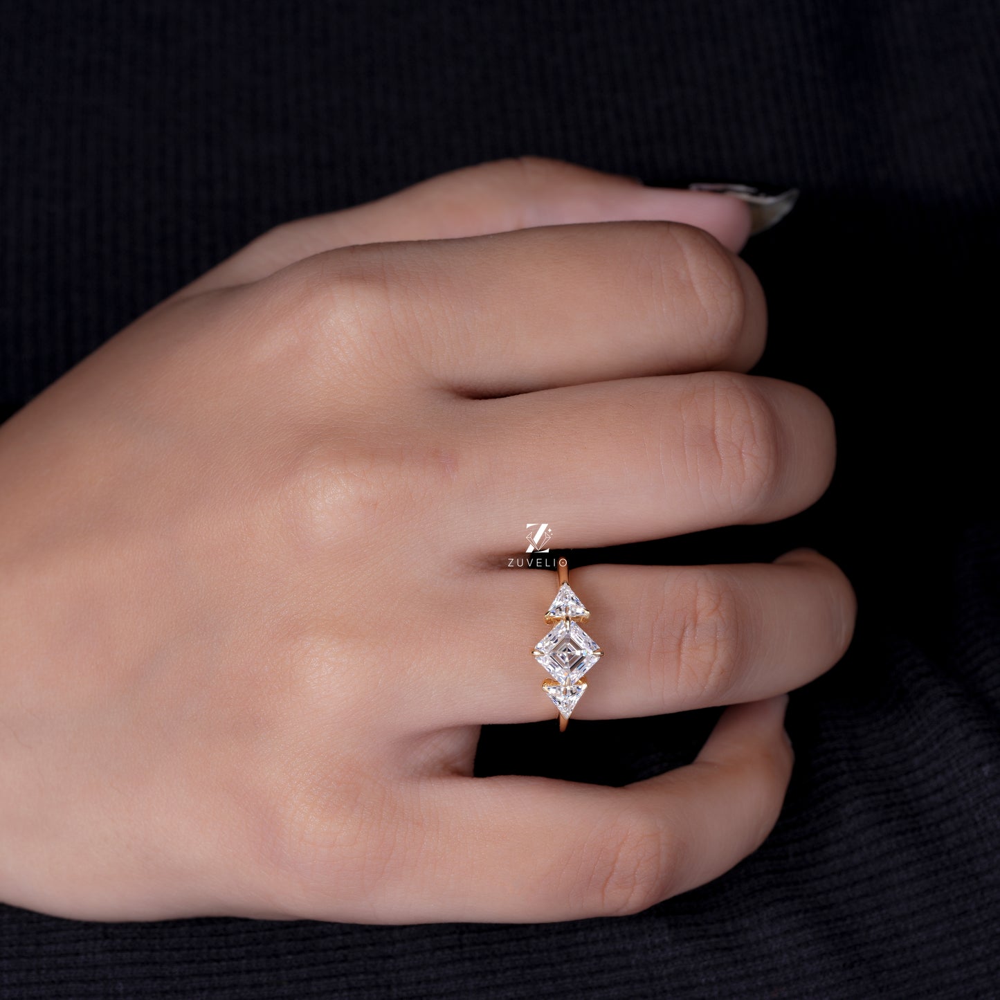 Asscher Cut Moissanite Ring