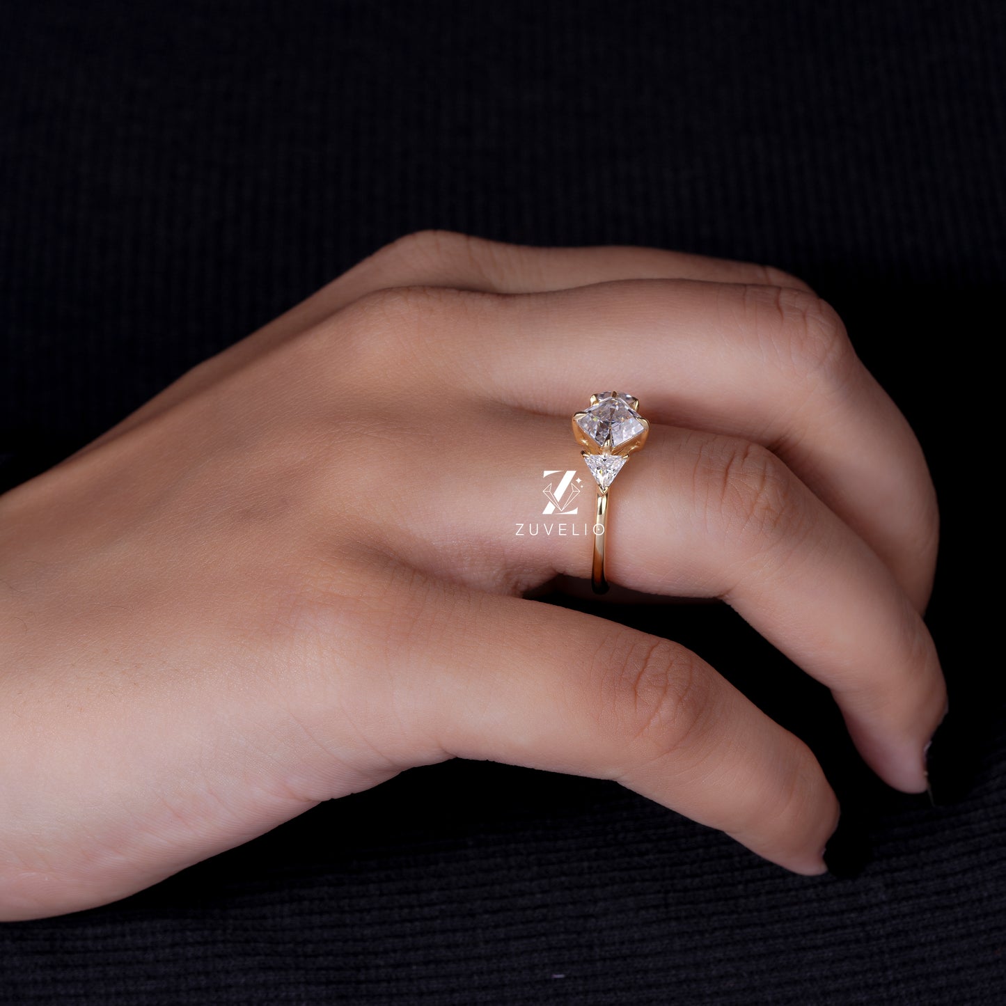 Asscher Cut Moissanite Ring