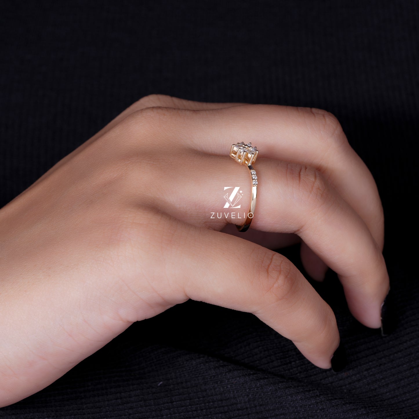 Dainty Moissanite Flower Ring