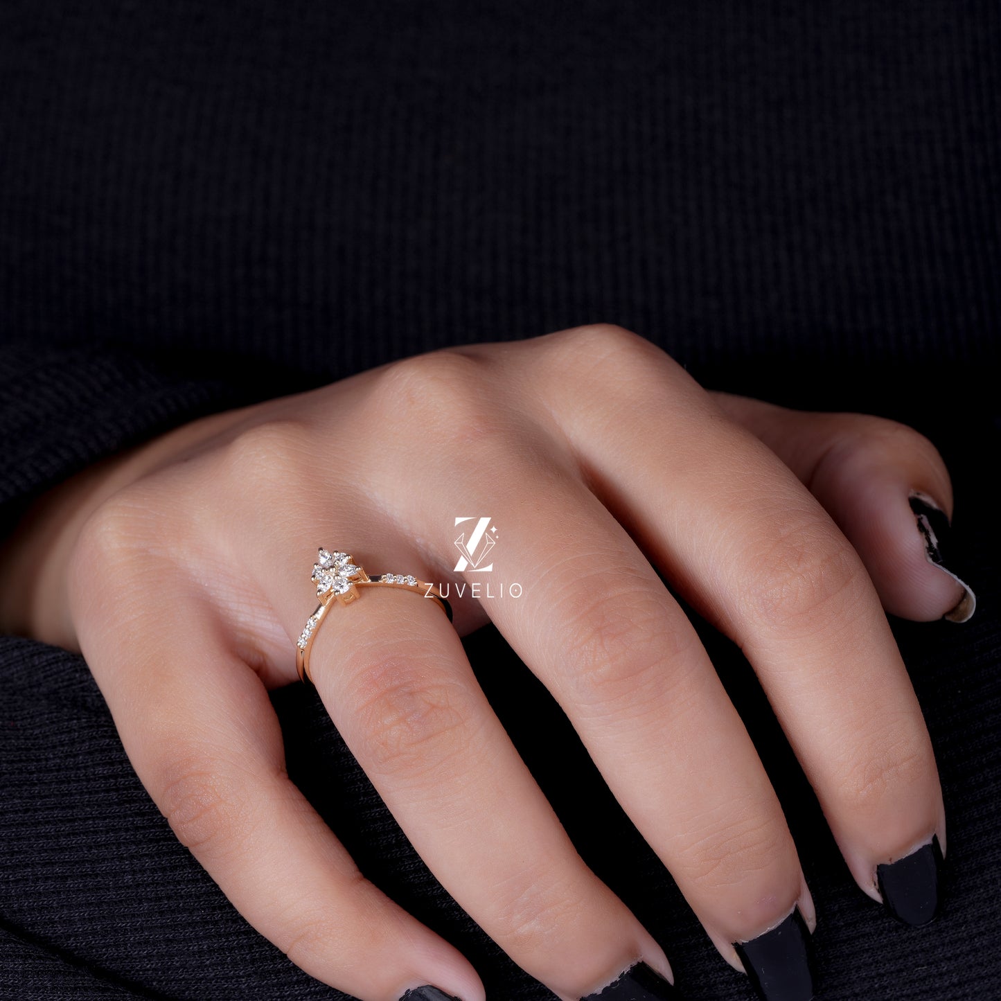 Dainty Moissanite Flower Ring