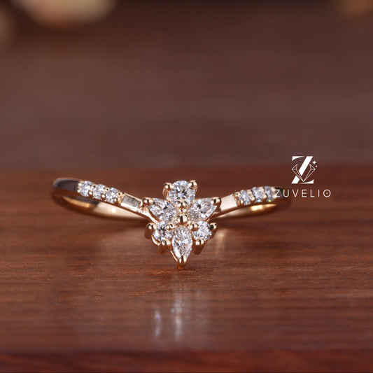 Dainty Moissanite Flower Ring