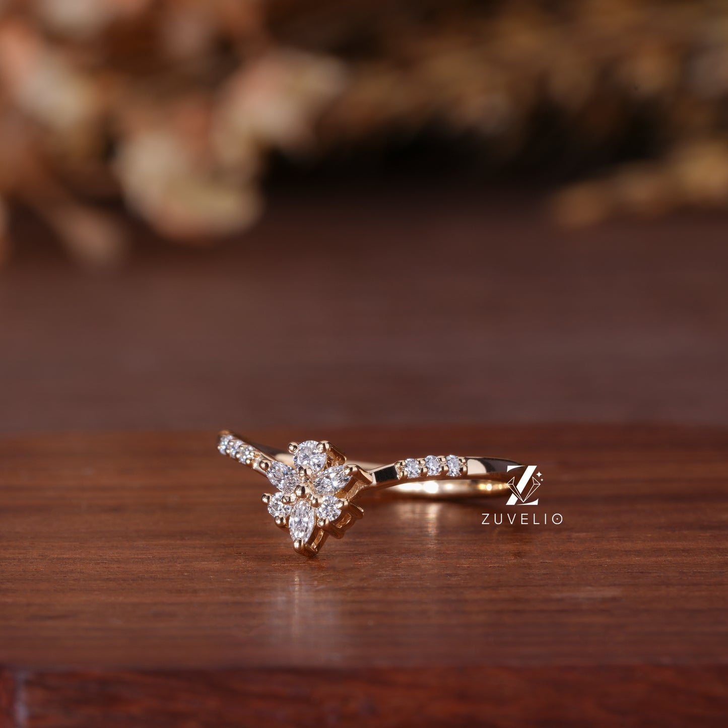 Dainty Moissanite Flower Ring