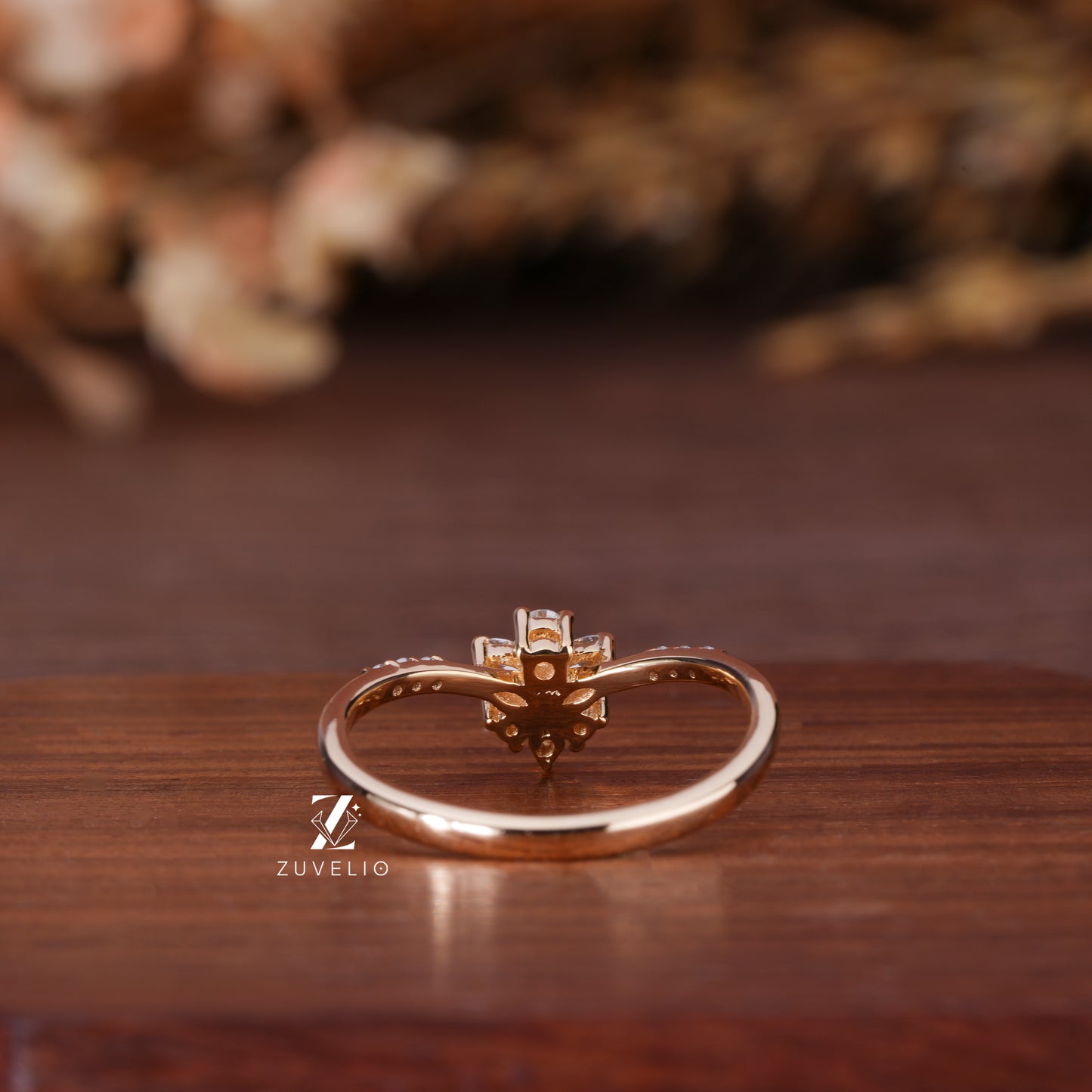Dainty Moissanite Flower Ring