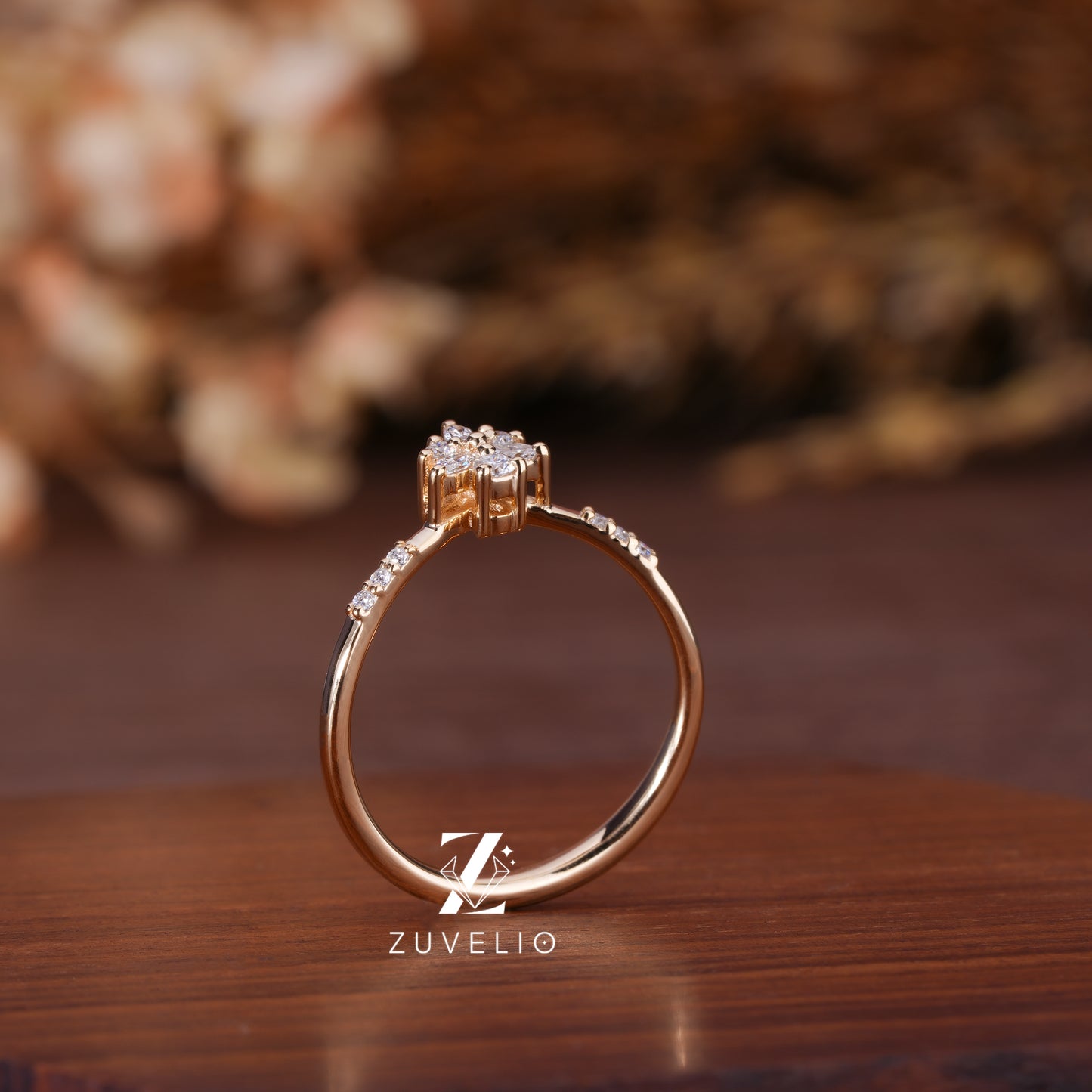 Dainty Moissanite Flower Ring
