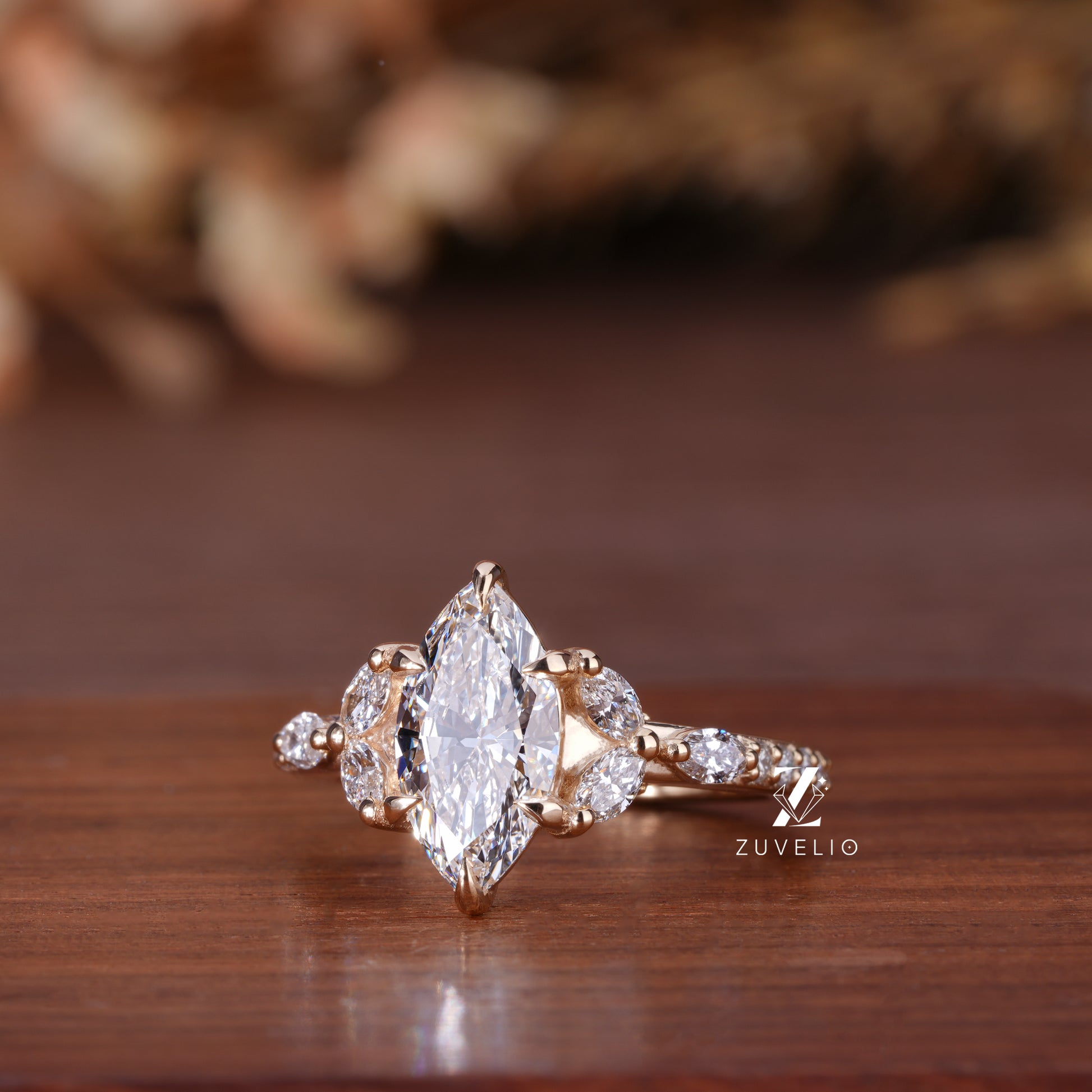 Marquise Cluster Lab Diamond Ring