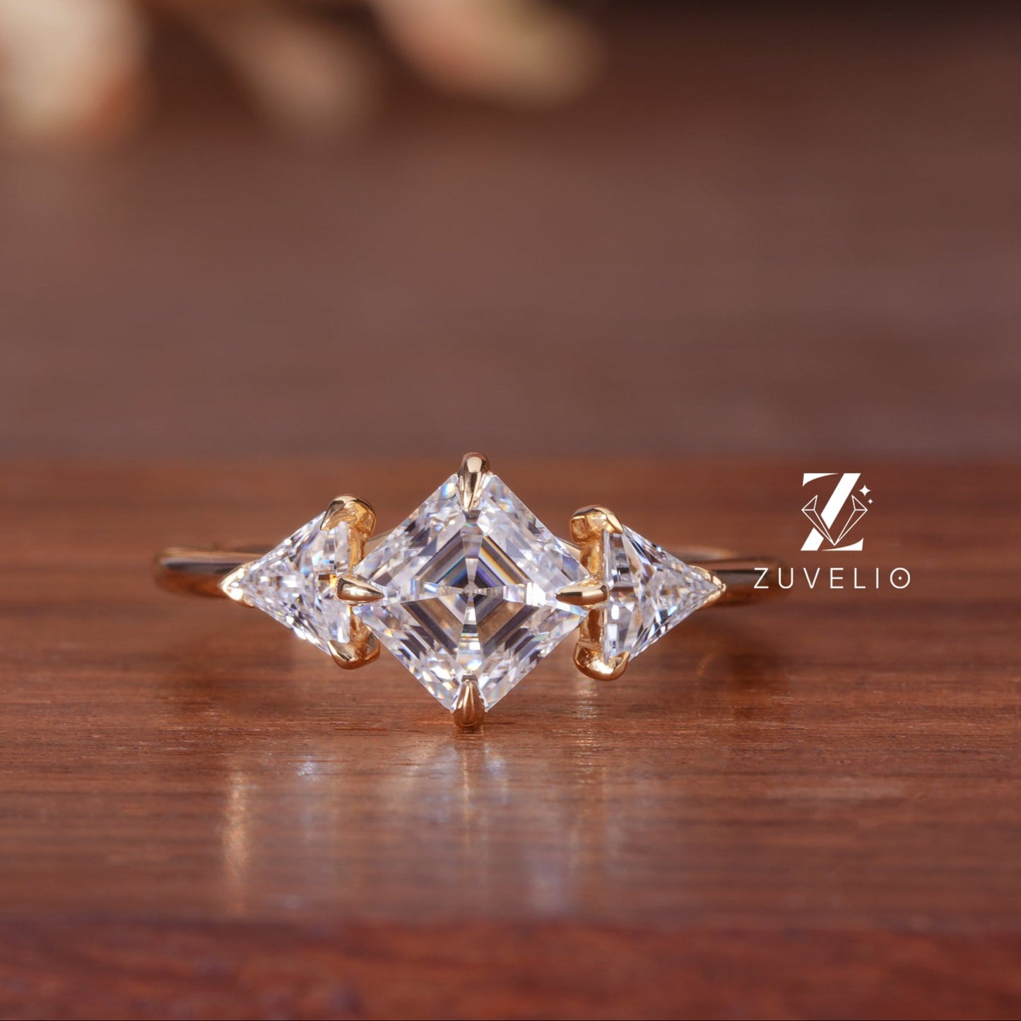 Asscher Cut Moissanite Ring