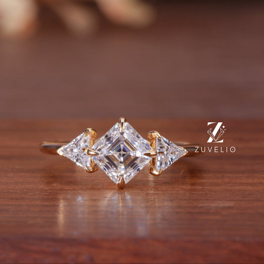 Asscher Cut Moissanite Ring