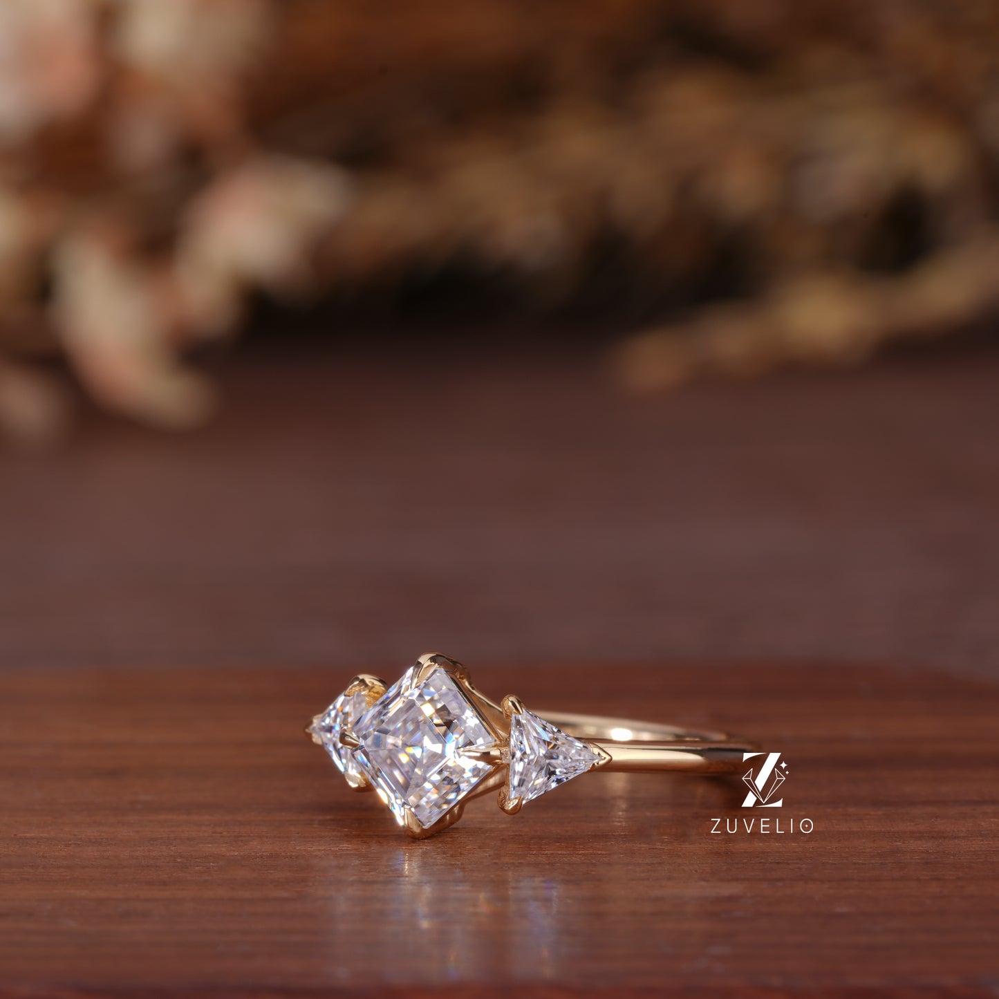 Asscher Cut Moissanite Ring