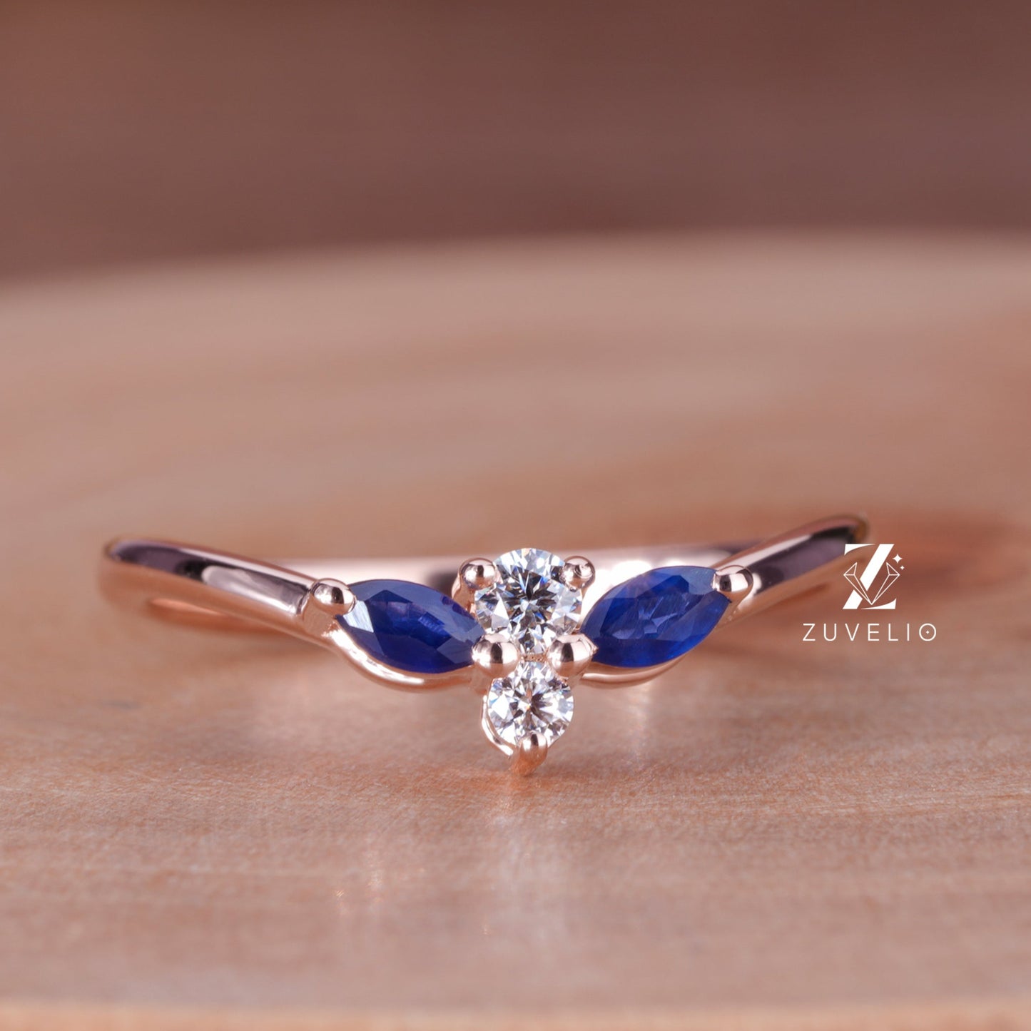 Blue Marquise Moissanite Ring